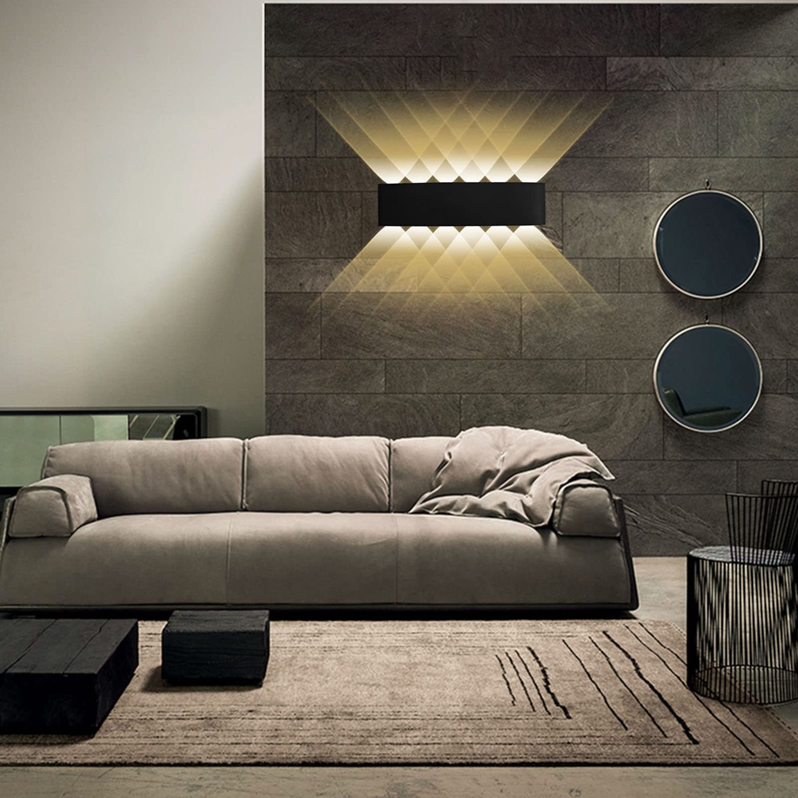 Kawell 12W LED Wall Light Aluminum Sconce Up Down Indoor Outdoor Matte Black 3000K Model 33-AU572-BK-WW