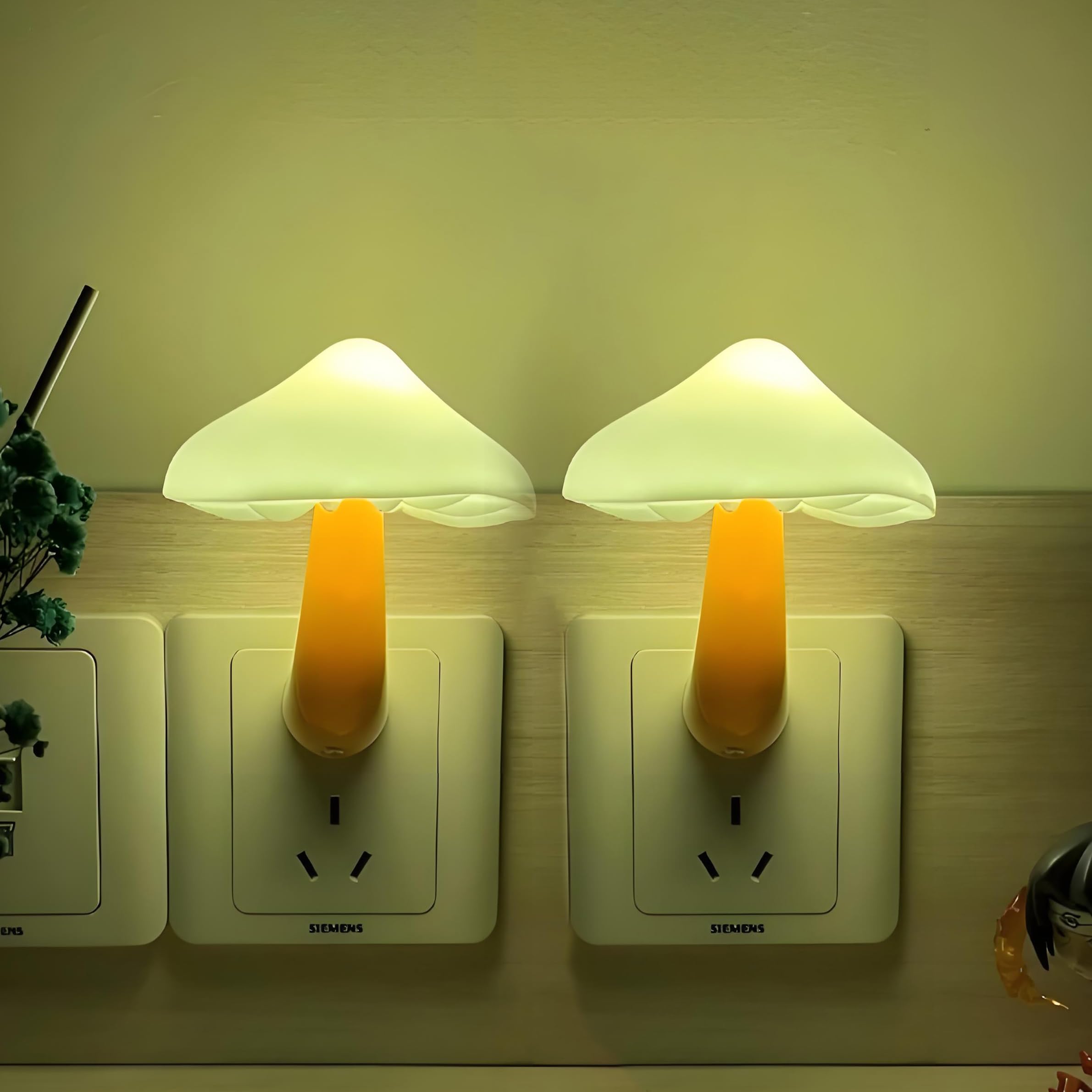 Night Lights Plug into Wall - 2-Pack Sensor LED Mushroom Light  Cute Energy Saving Mushroom Lamp for Kids For Mature Userss Living Room Bedroom Kitchen  Bathroom Toilet  Stairs  Hallway Corridor  Warm White