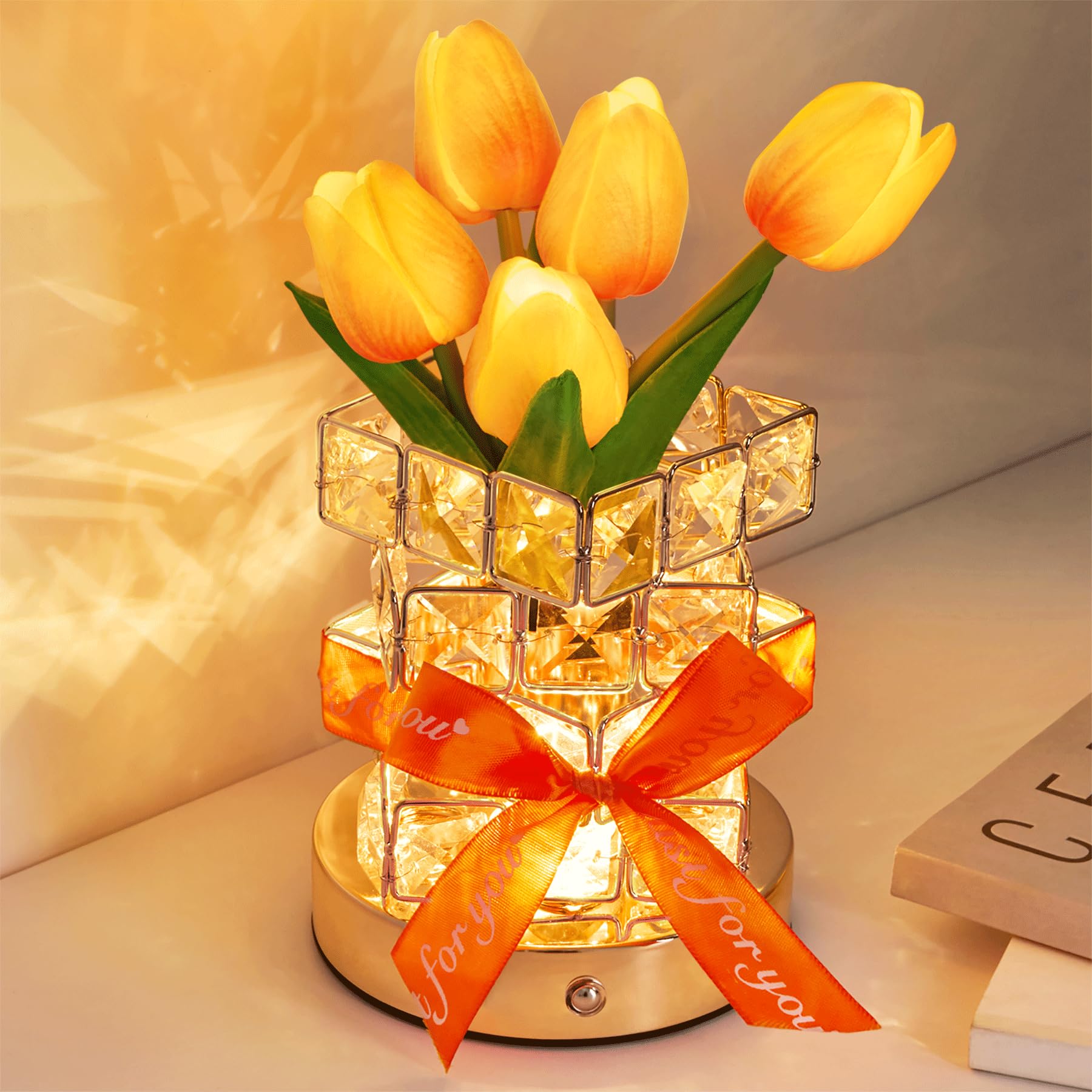 Nuunuy Gifts For Women - Tulip Flower Led Table Lamp  Cordless Touch Night Light  3 Color Dimmable  Birthday Mother? Day Valentine? Christmas Gift For Mom  Wife  Girlfriend