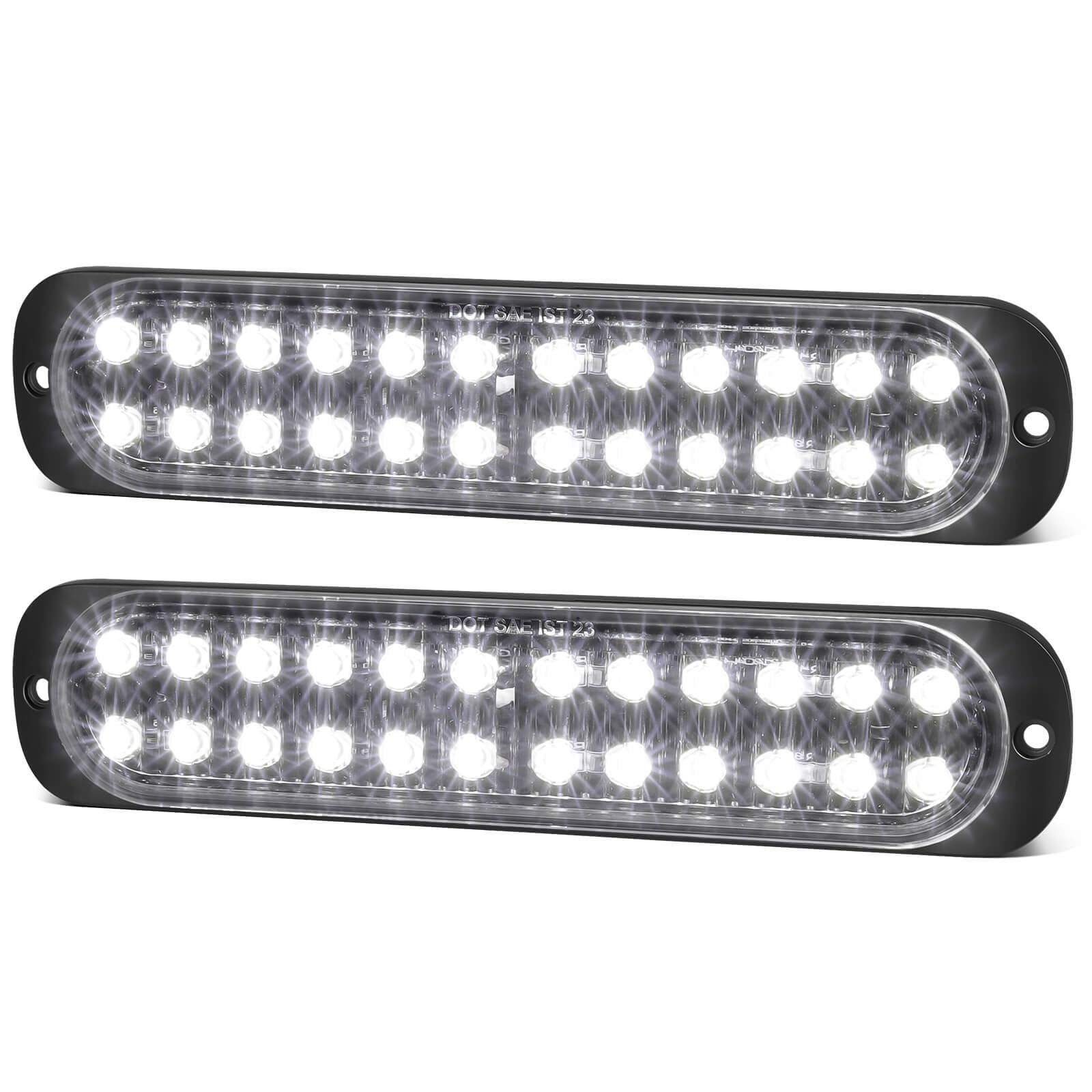 XtraGlow Aluminum Housing White 24LEDs Trailer Backup Reverse Light Surface Mount 7.5 inch Bar Band Truck Bed Lights of Pickup Tractor Camper IP67 Waterproof 2Pcs