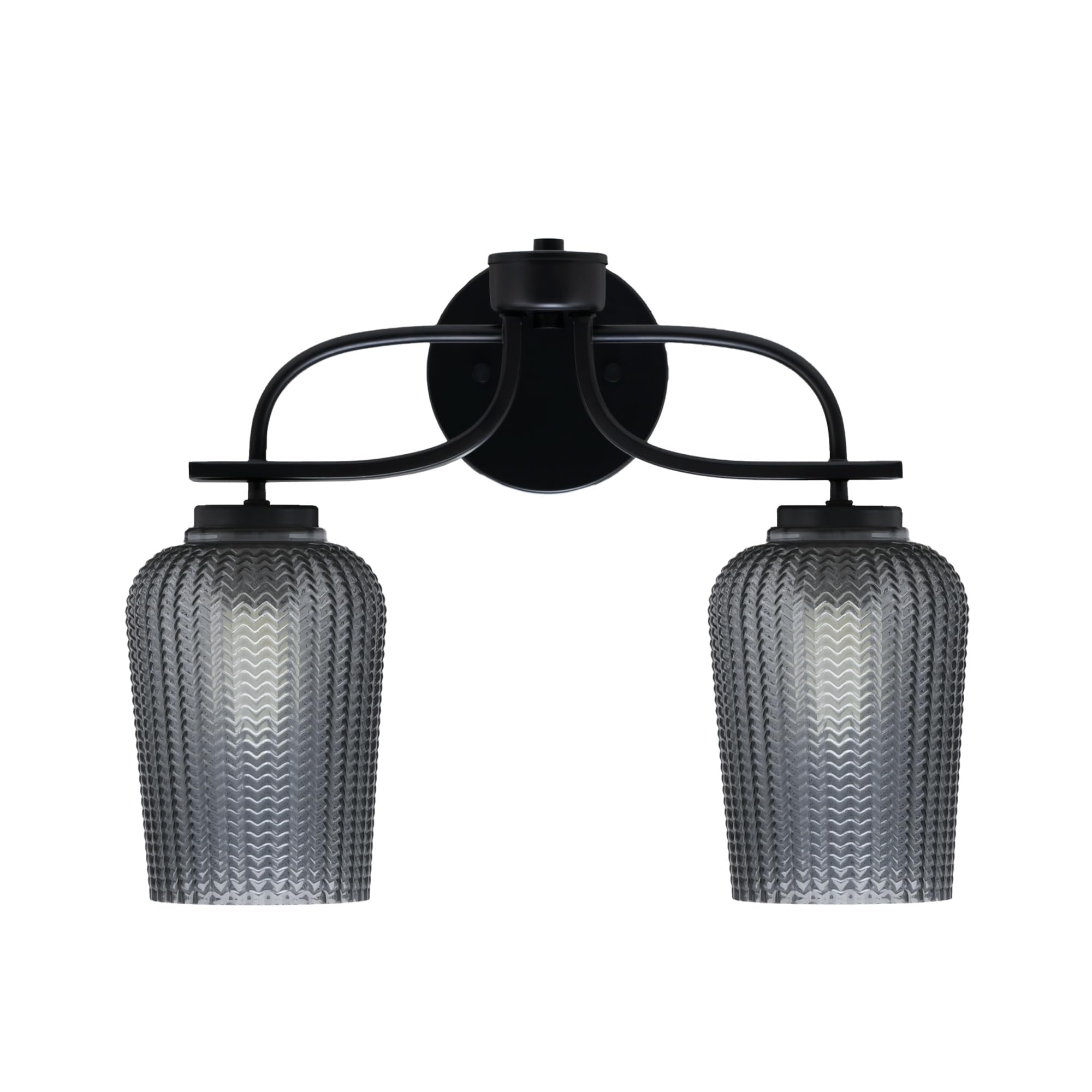 Cavella 2 Light Bath Bar In Matte Black Finish With 5" Smoke Textured Glass