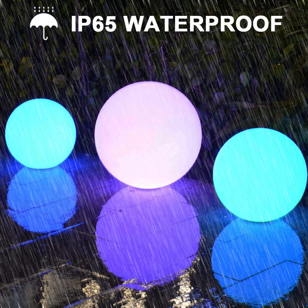 14-In Led Ball Light, Rechargeable Outdoor Globes Light Dimmable Rgb Color Changing Globe Floor Lamp W/Remote, Modern Versatile