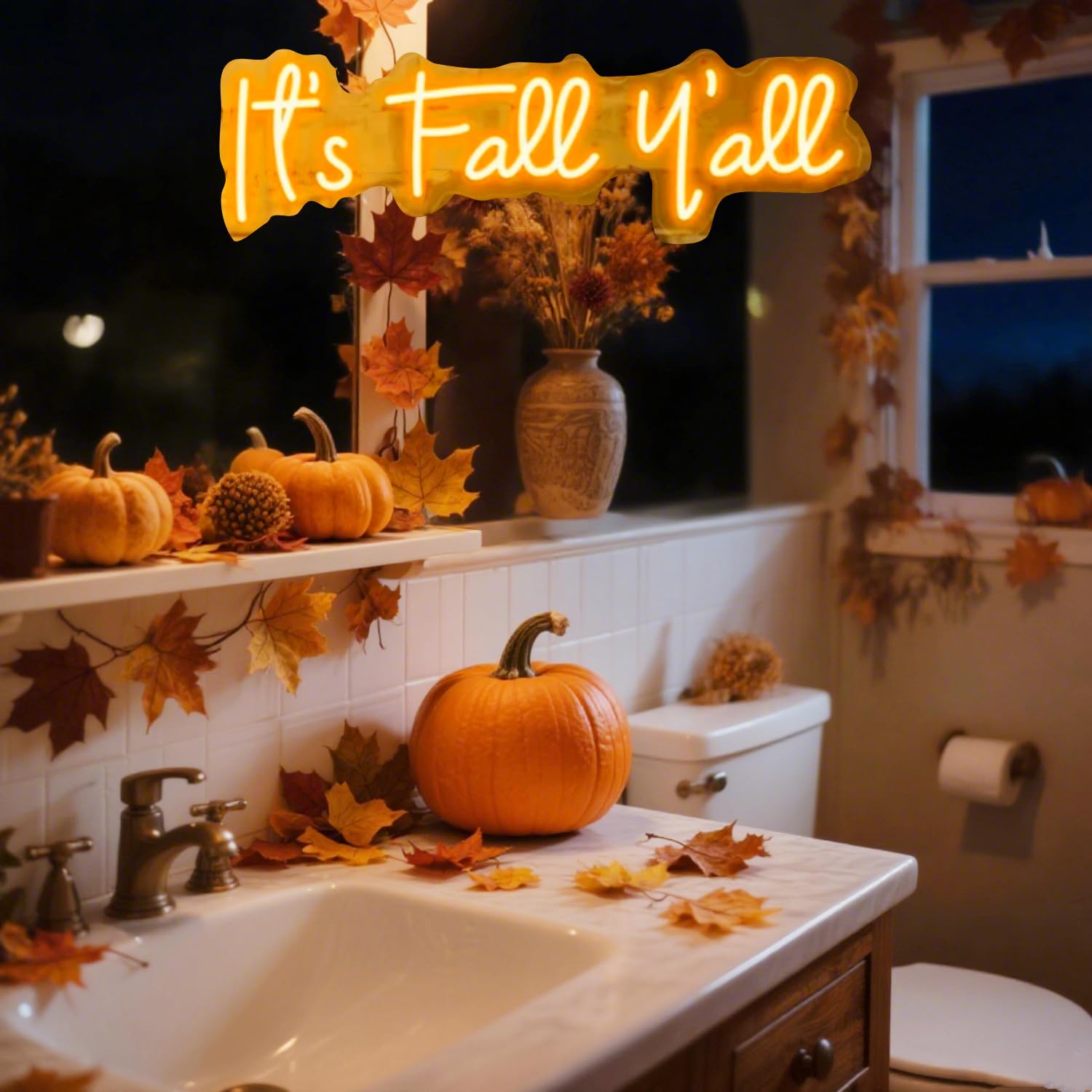 Its Fall Yall Led Neon Sign Light Wall Art Night Lamp With Dimmable Switch And Hanging Chain For Autumn Thanksgiving Home Fireplace Outdoor Garden Door Desktop Hanging Ornaments