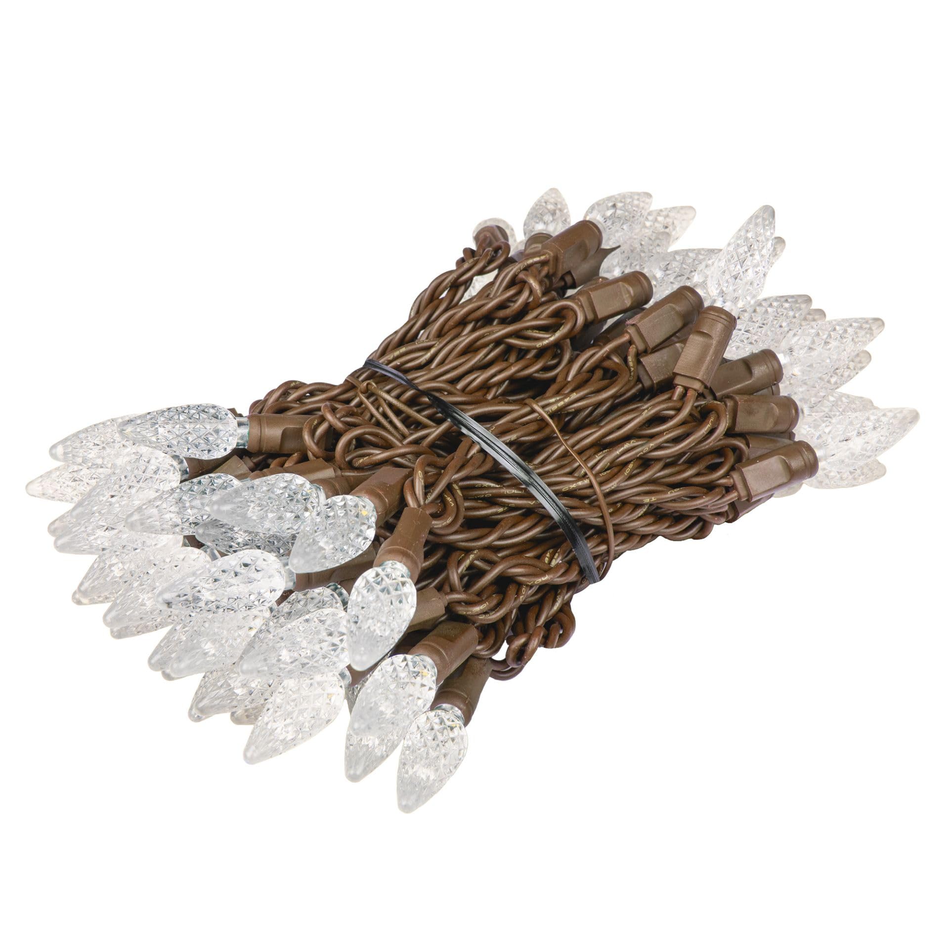 Novelty Lights 24Ft 70 Led C6 Christmas String Lights  Outdoor Commercial Grade Tree Decorations  Permanent Led Lights (Warm White)