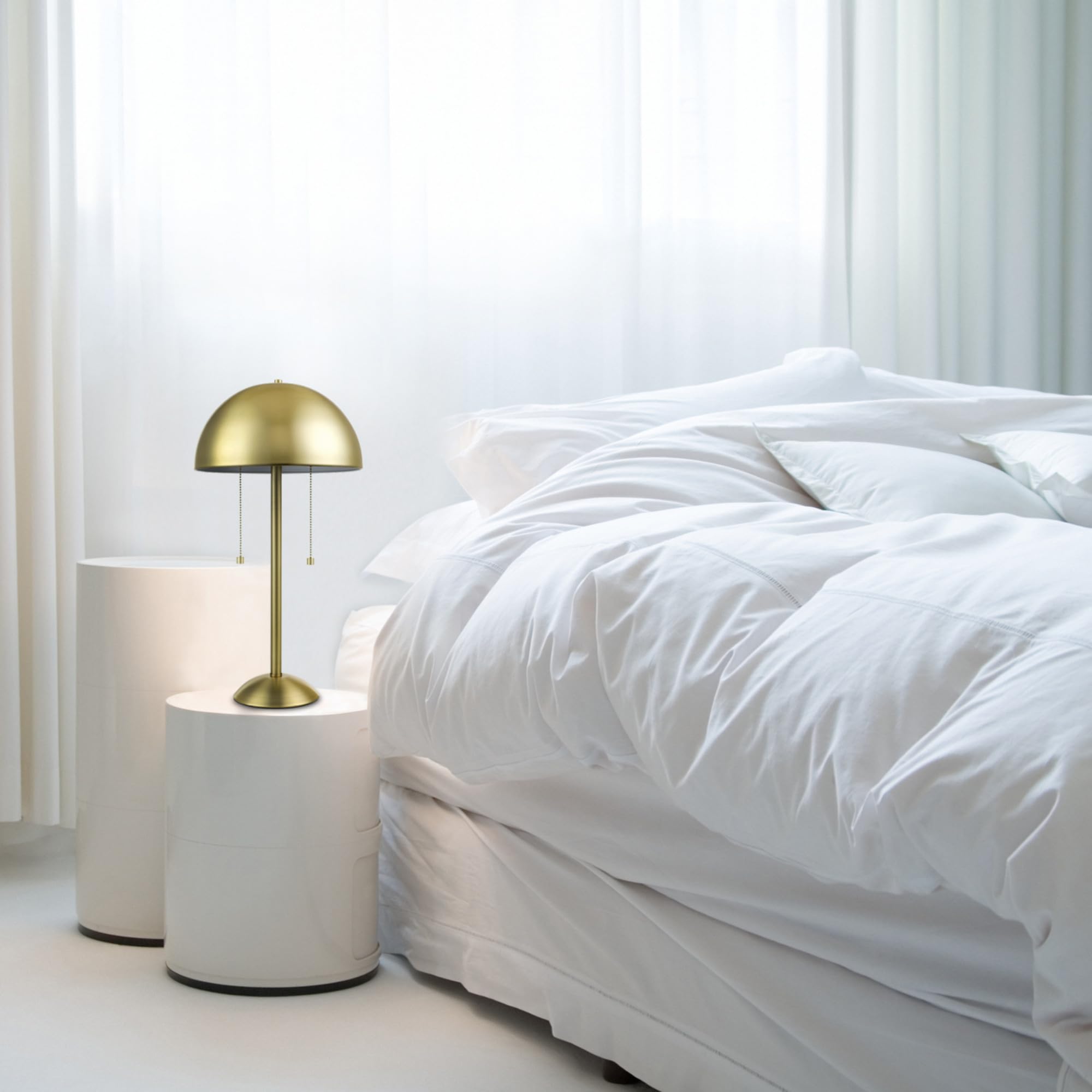 Globe Electric 12976 Haydel 21in 2-Light Table Lamp, Metal, Matte Brass