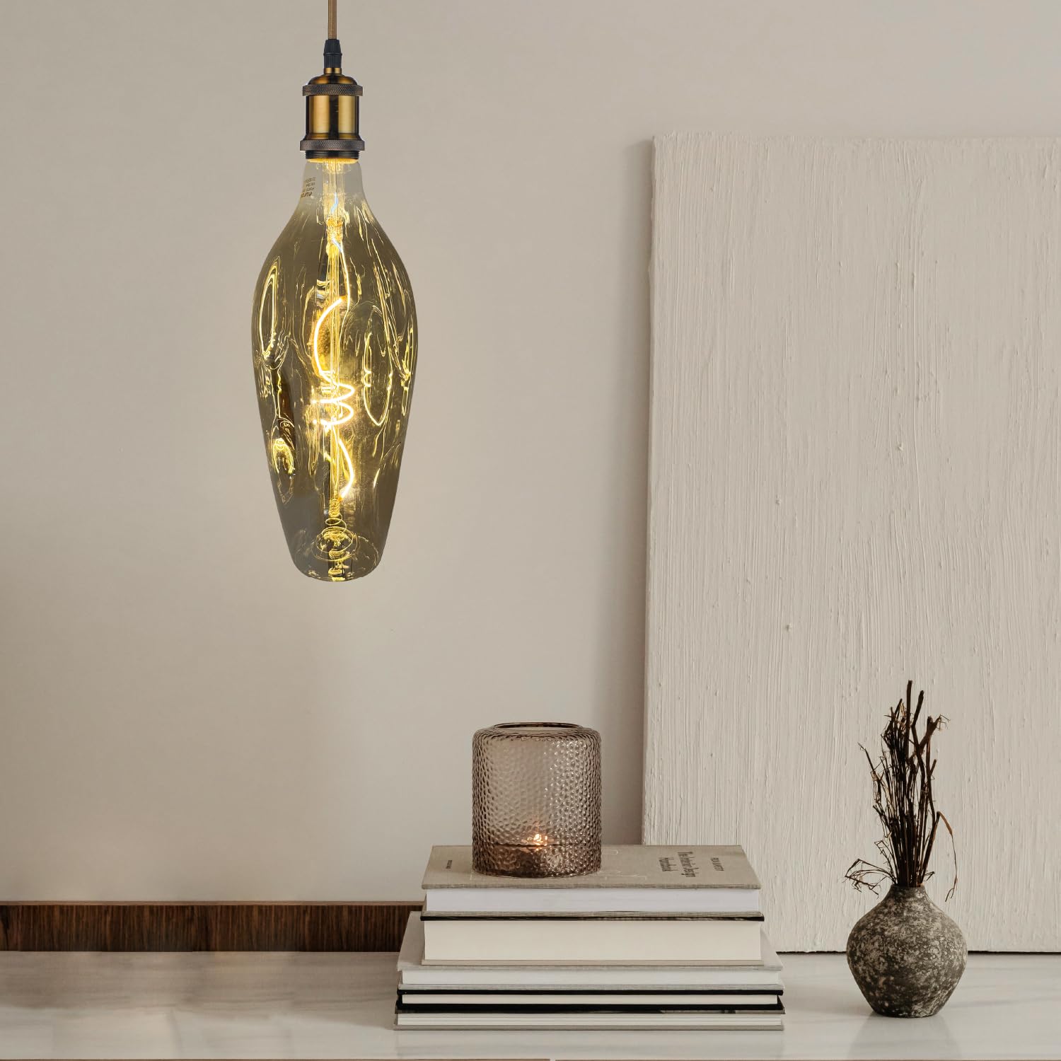 Whfialux Oversized Decorative Led Light Bulbs Giant Vintage Edison Light Bulb Vt115 Huge Bulbs  Pendant Lighting Smoke Glass 2200K Warm White  6W Dimmable 120Lm(15W Eq.)  E26 Base (Vt115Smoke)