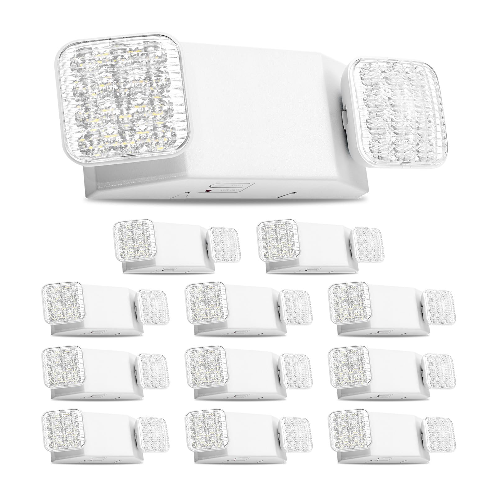 VEVOR 12 Pack Emergency Lights for Business, with Battery Backup, Commercial LED Emergency Exit Lighting Fixtures, AC 120/277V, 