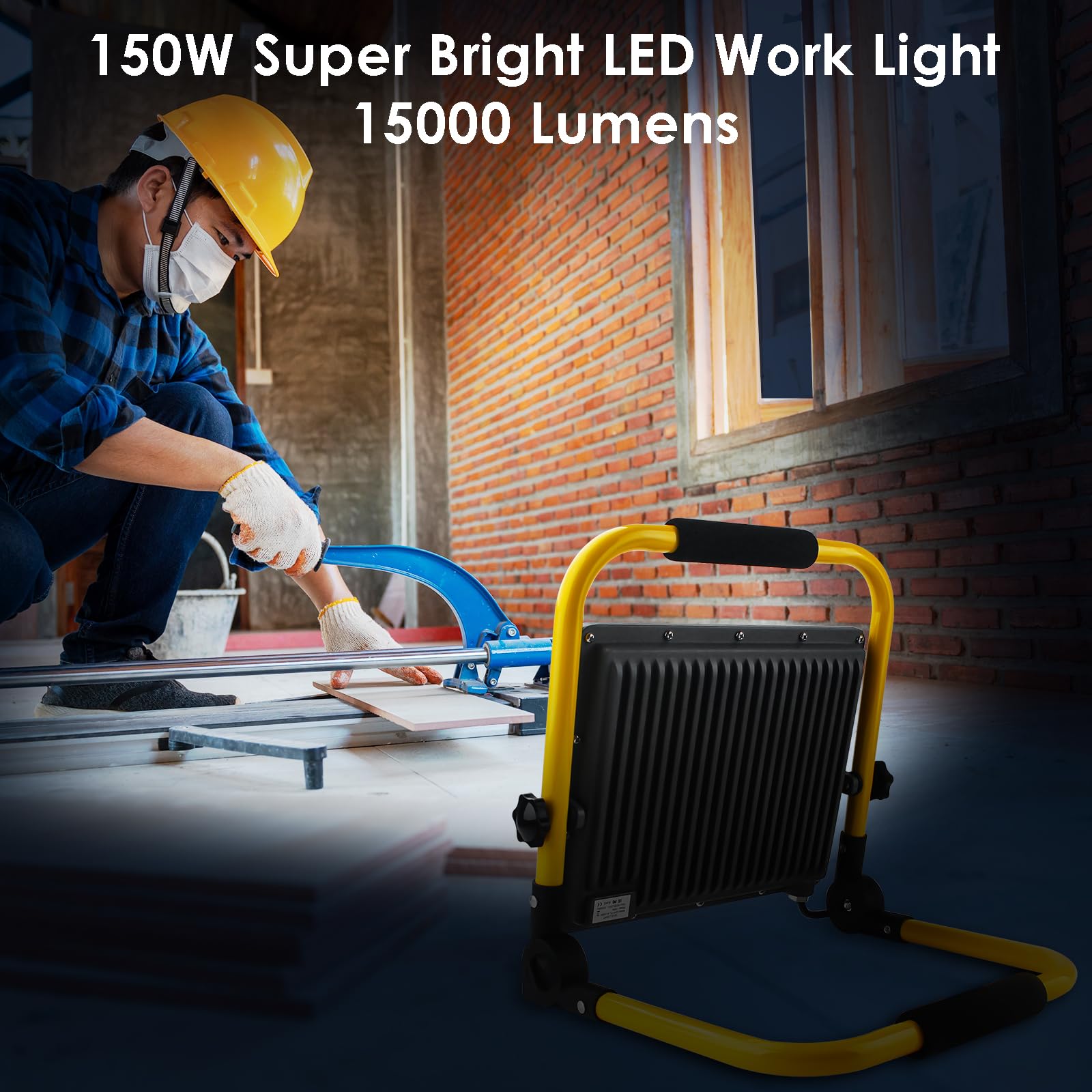 Ouside 150W Led Work Light, 15000Lm Construction Light With 157.5 In Cable, 1000W Equivalent 6500K Portable Adjustable Working Lights With Stand, Ip66 Waterproof Job Site Light For Construction Site