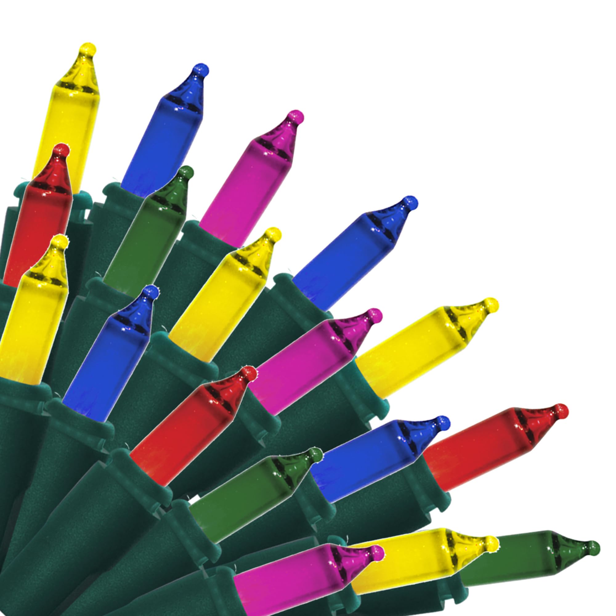 Brite Star 100 Count Mini String Christmas Lights, 22ft, Multicolor, Green Wire, Model 37-340-20, Indoor/Outdoor, Set of 2