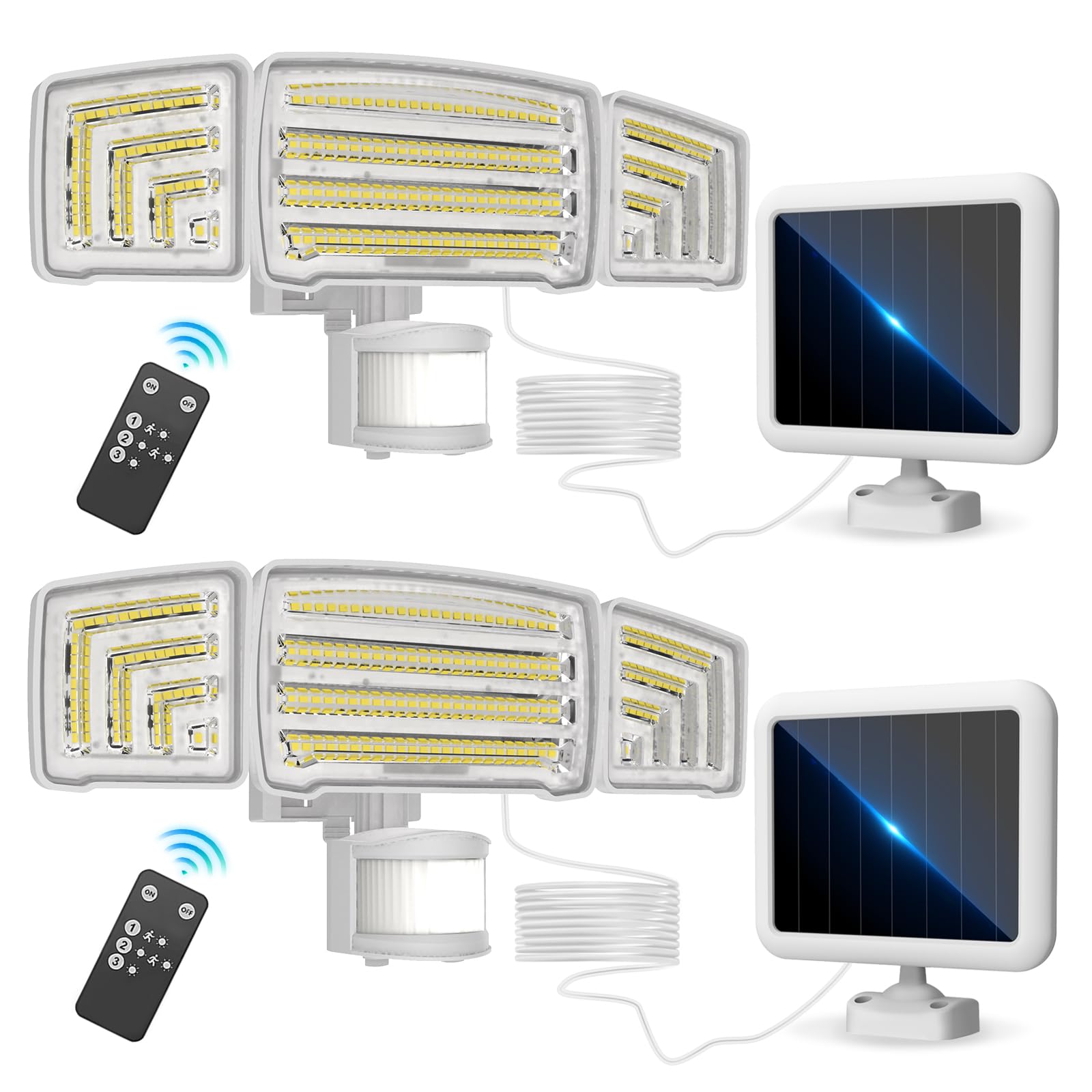 Energetic Solar Outdoor Lights, 1800LM 150 LED Security Motion Sensor Outdoor Lights with Remote Control, IP65 Waterproof Floodl