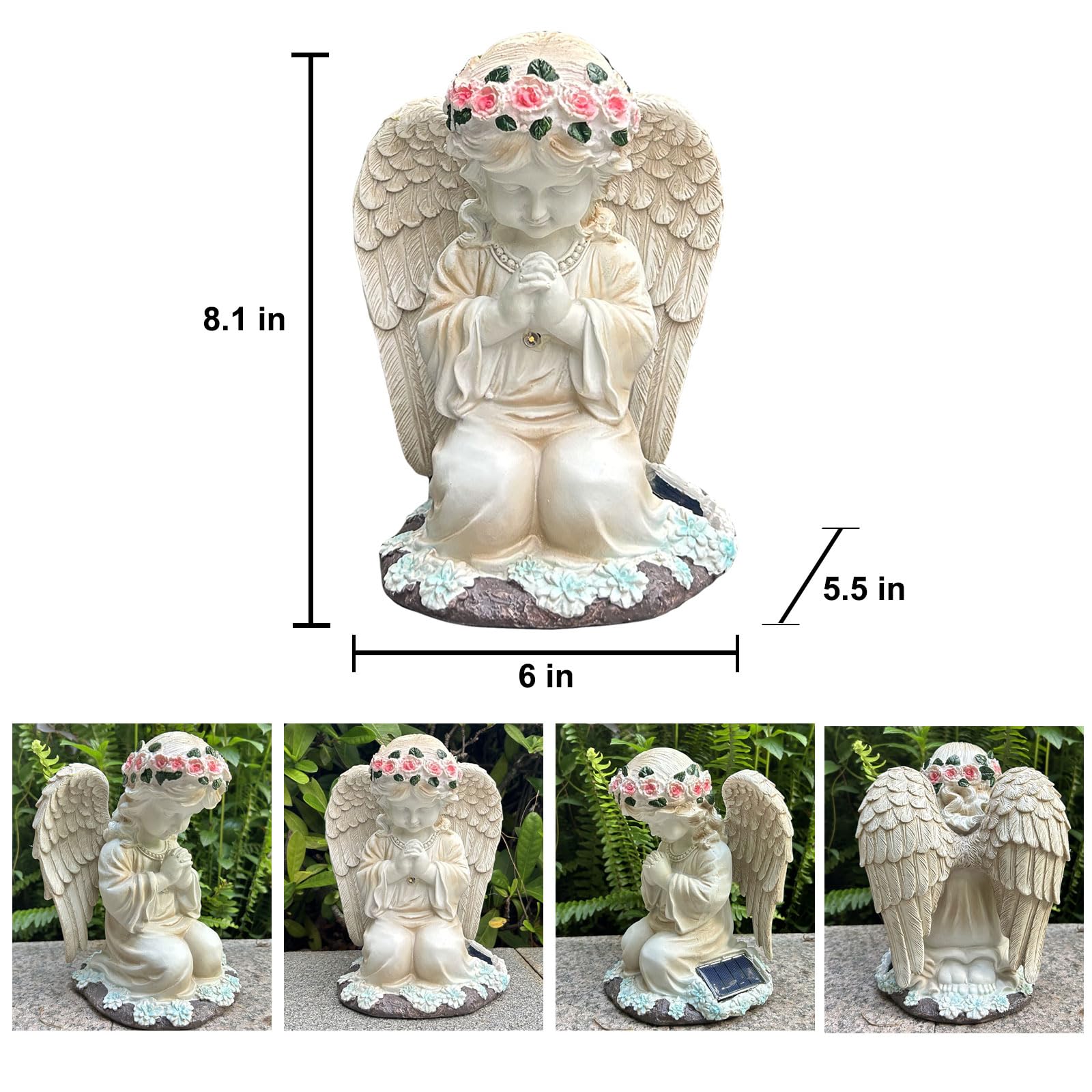 Yody Solar Garden Statues Outdoor Decor- Yard Decorations For Patio  Balcony  Backyard  Lawn Ornaments - Angel Figurines With Led Light- Unique Birthday House Warming Gifts For Women  Mom  Grandma