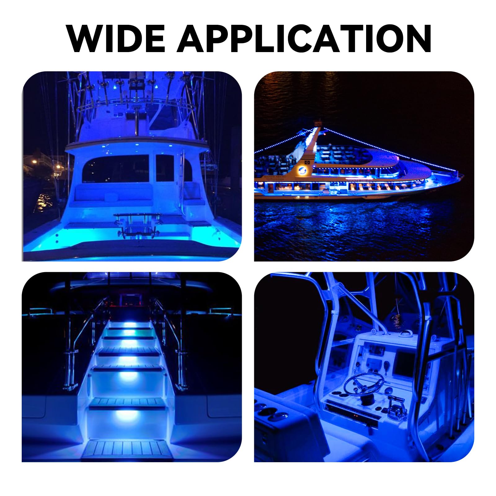 Uliteco Boat Interior Lights  Waterproof Marine Led Boat Lighting  Night Fishing Lights  Courtesy Transom Cabin Stern Cockpit Navigation Led Lights For Pontoon Bass Jon Jet Ski Kayak (Blue 4Pcs)