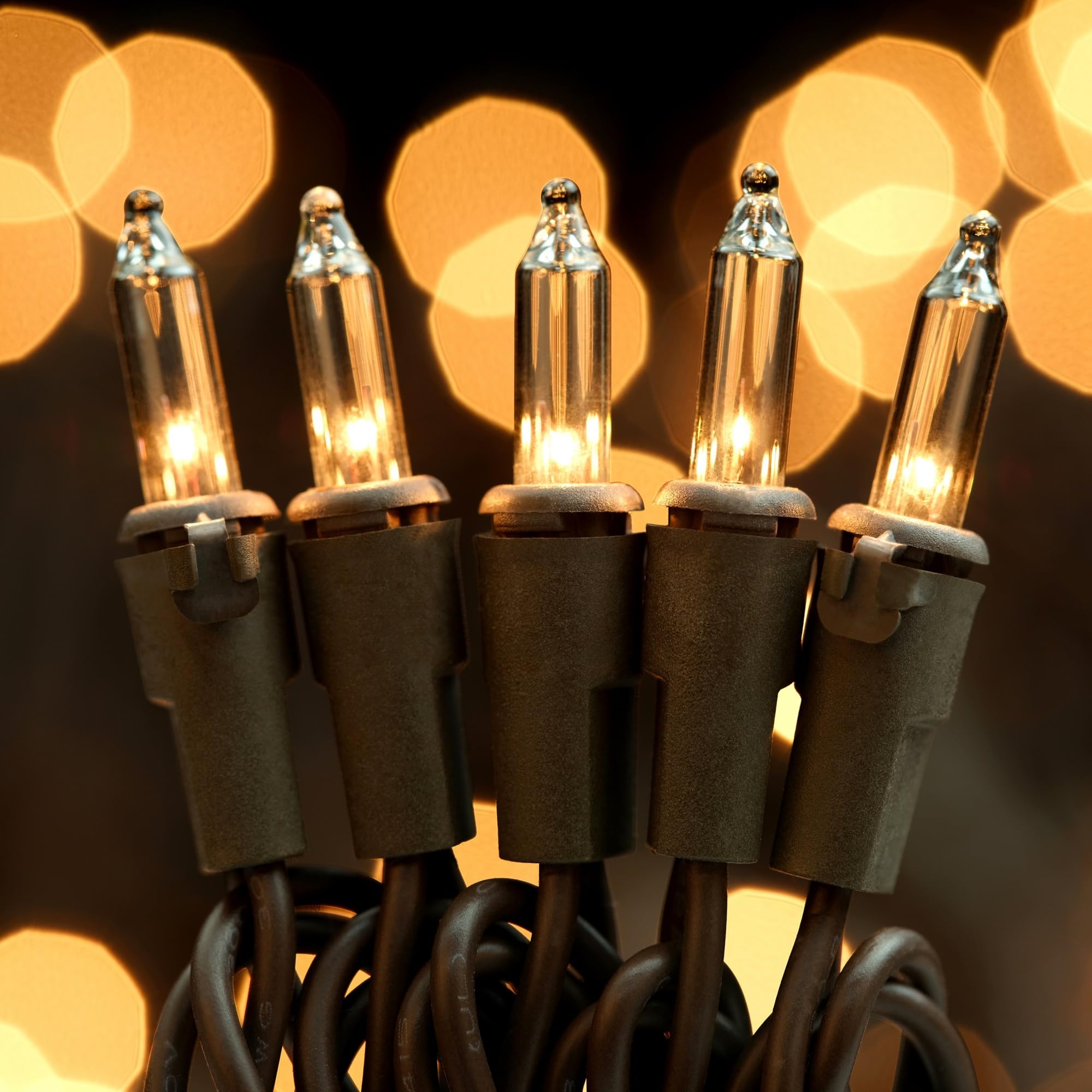 Yuletime Clear Christmas Lights With Brown Wire, Pack Of 2 Strands 33 Ft 100 Count Ul Certified Incandescent Mini String Lights