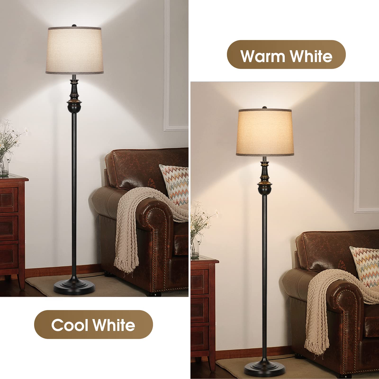 Seaside Village Drum Lampshades Set of 2, 11.6in Top x 12.6in Bottom x 9.8in High, Fabric, Farmhouse Brown, Model S