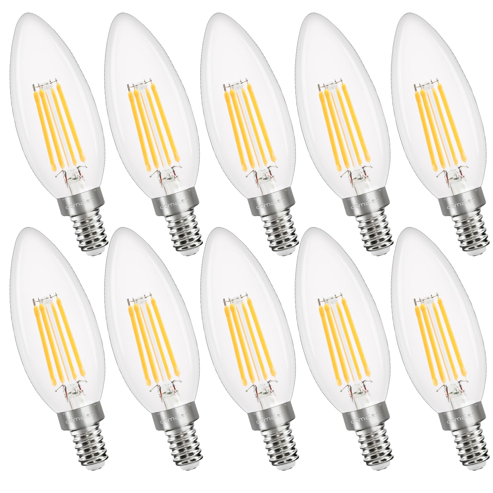 Comzler 10 Pack B11 Dimmable Candelabra Led Bulbs, E12 Small Base 40W Equivalent 3000K Soft White Chandelier Light Bulbs, 120V T