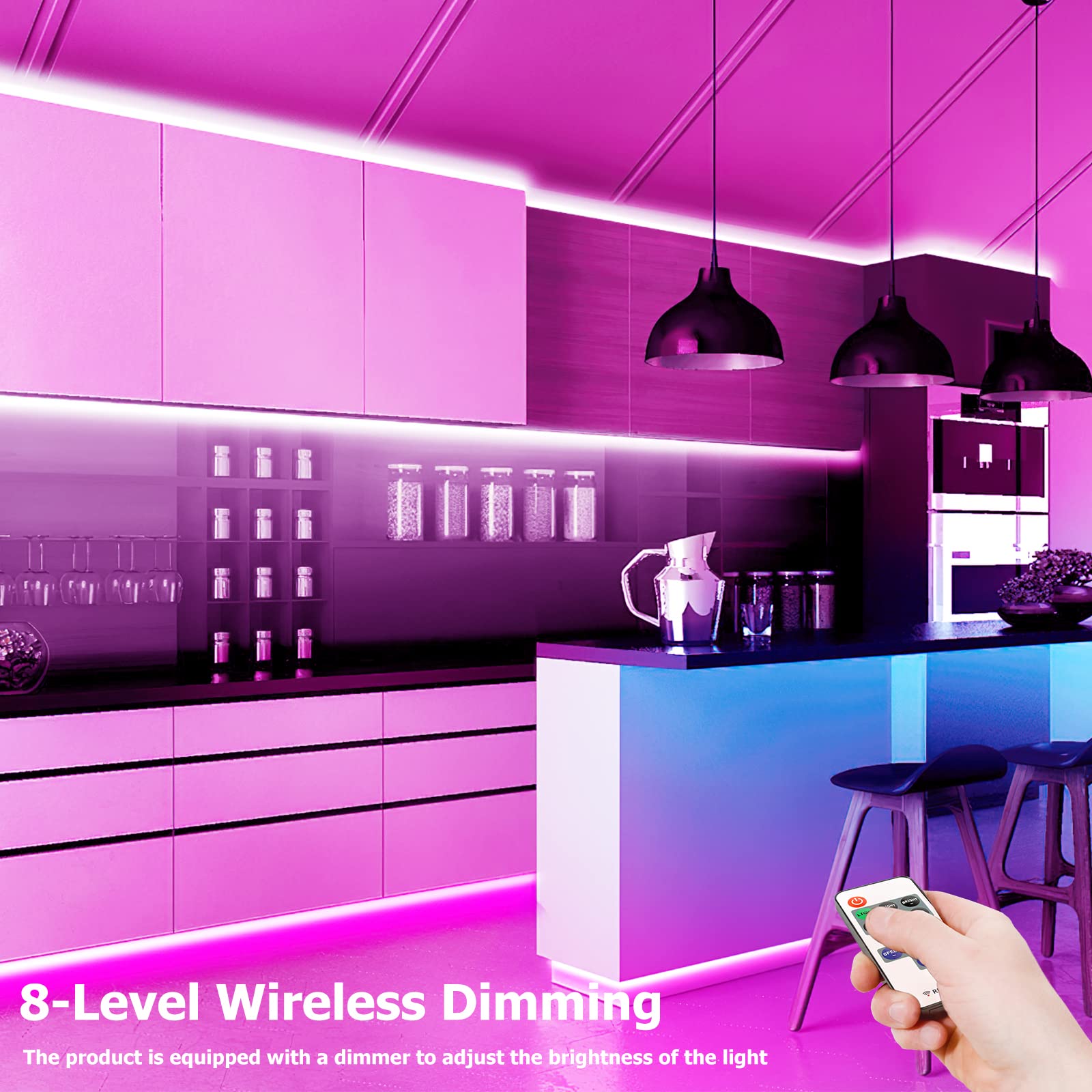 Galgreen Neon Rope Lights, Waterproof Flexible LED Strip, 16.4ft, Dimmable Remote, Pink, Model ST-TING-L168