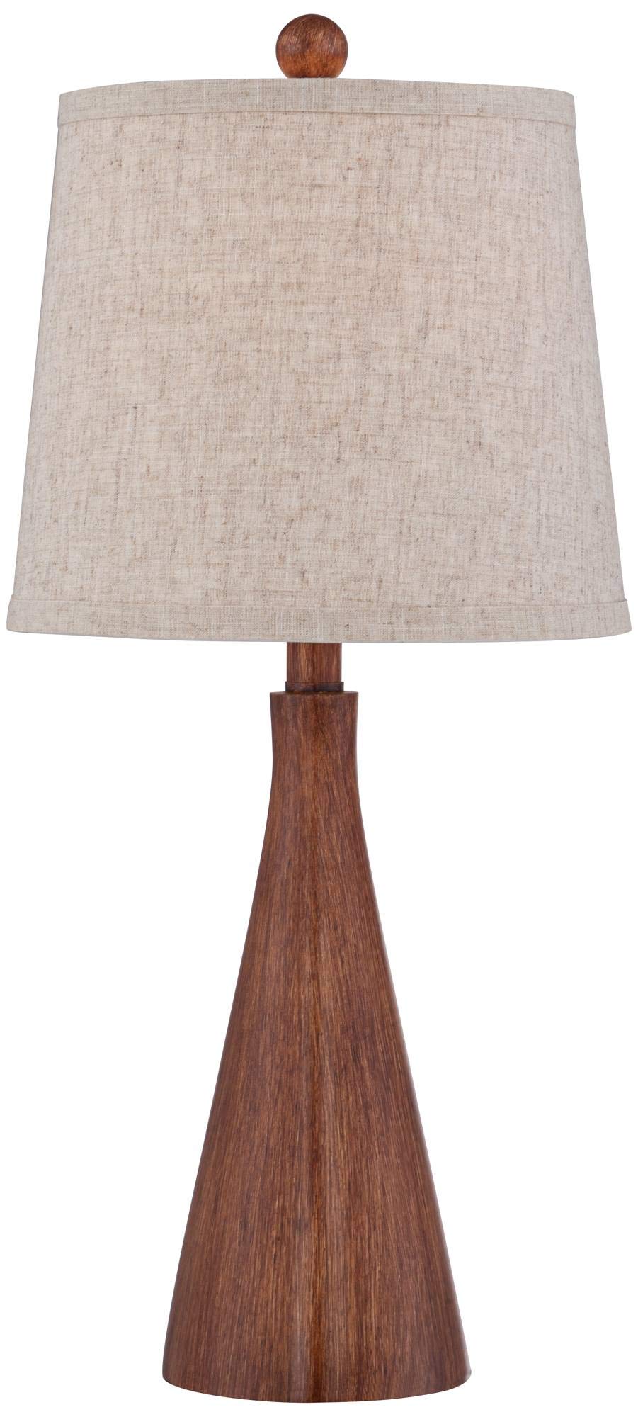 360 Lighting Accent Table Lamp, 23.5in High, Brown Faux Wood, Oatmeal Drum Shade, Model 8P713