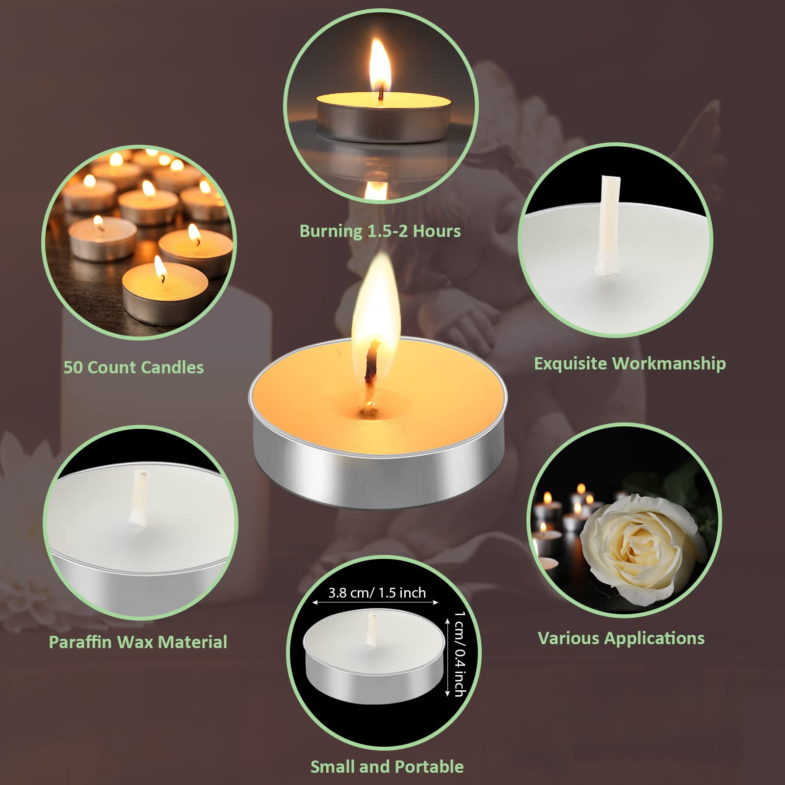 50 Set Funeral Party Favors Memorial White Candles Unscented Funeral Gifts Tealight Candles With Condolence Bereavement Cards And Organza Bags For Guest Celebration Of Life Decorations (Stylish)