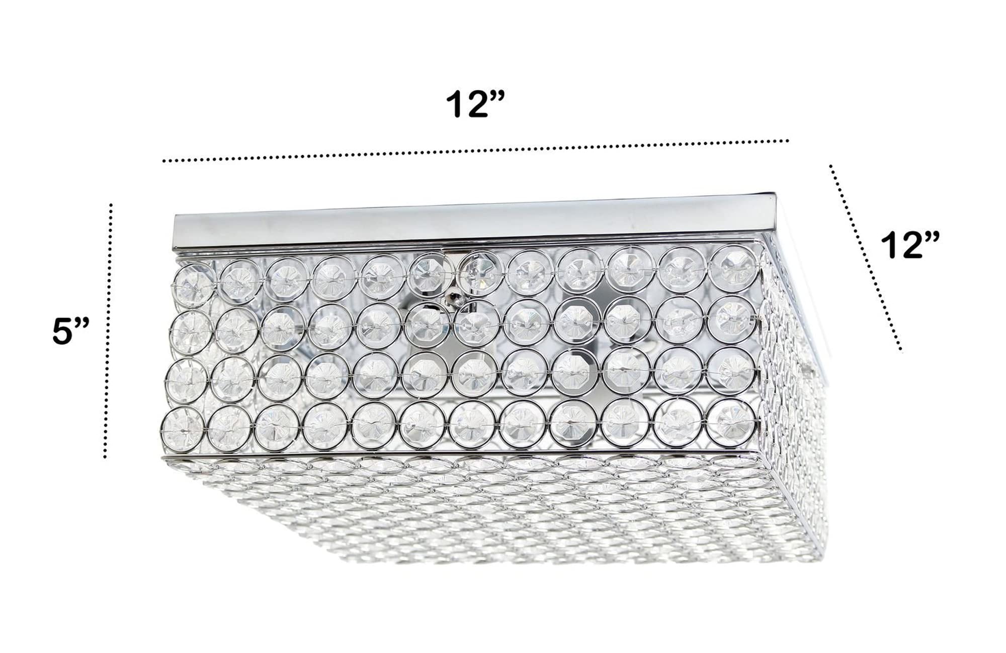 Lalia Home Flush Mount Light, 2 Light, 12 Inch Square, Chrome, Metal, Model LHM-2004-CH