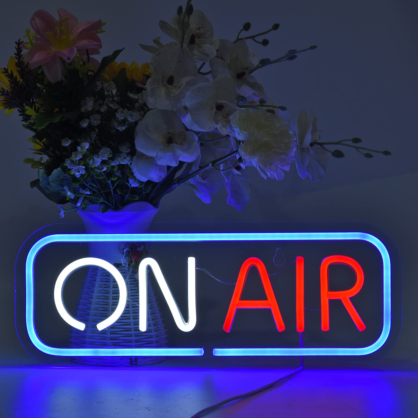 Geewkooy ON AIR Neon Sign LED Light - USB Connected Decorative Wall Art - Blue, Red, White - Acrylic - Ideal for Home, Bar, Pub, Garage