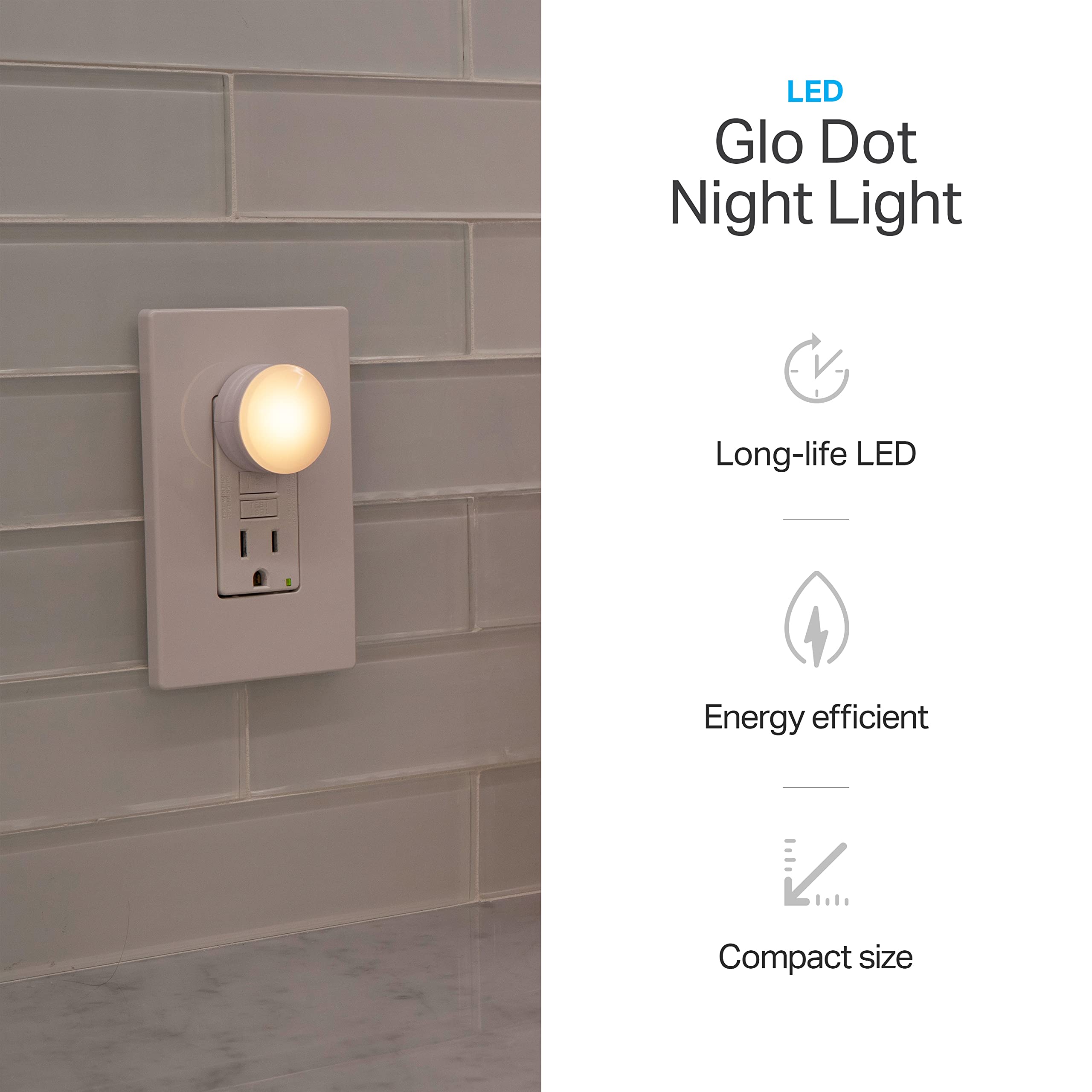 Lights By Night Mini Led Night Light, Plug-In, Dusk To Dawn Sensor, Warm White, Compact, Ambient Lighting, Led Lights For Bedroom, Bathroom, Nursery, Hallway, Kitchen, 43950, 2 Pack
