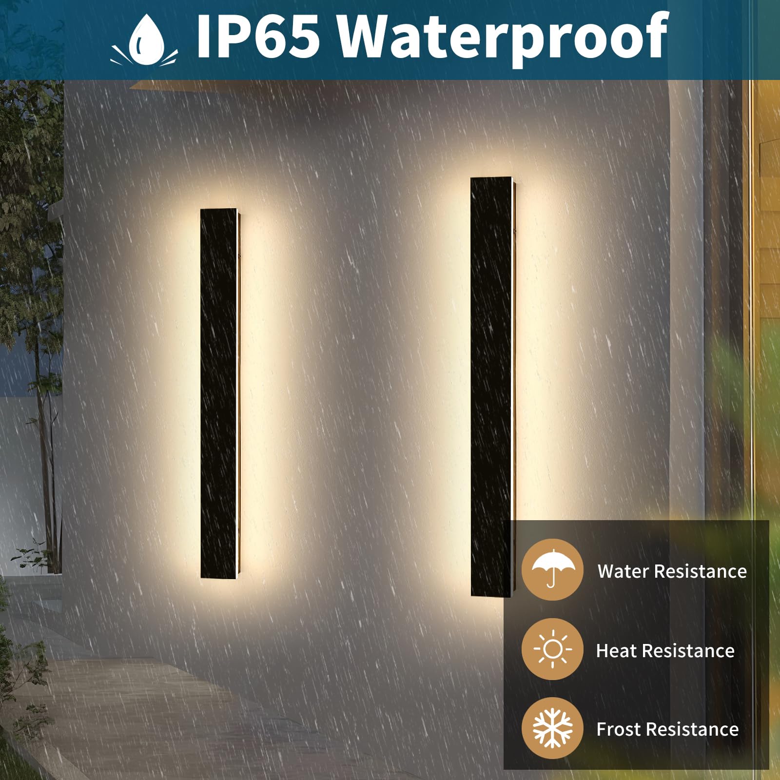 Daoseolo 2 Pack Outdoor Wall Sconce, 47.2inch Dimmable IP65 Waterproof Light Fixture with Remote Control