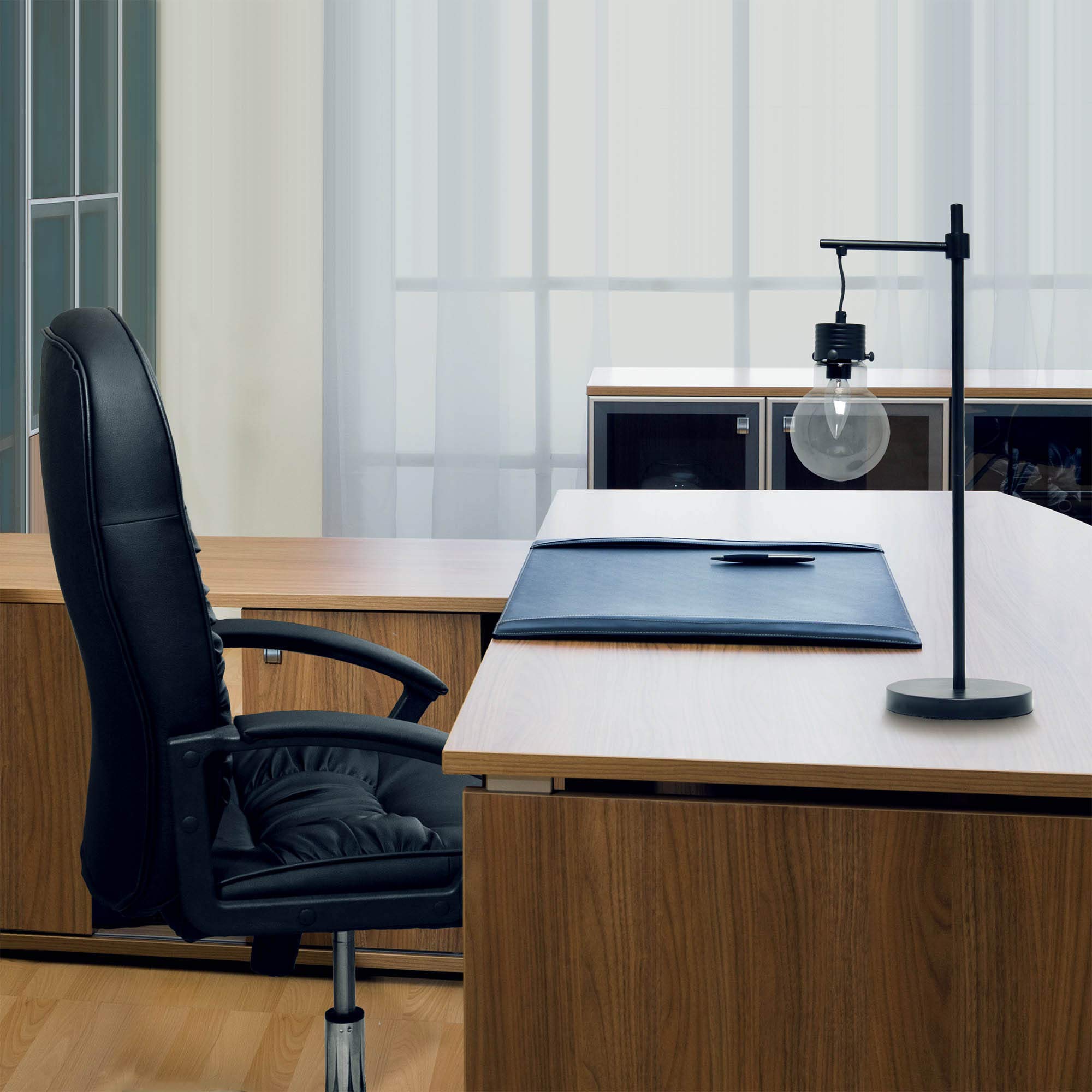 Lalia Home Black Matte 1-Light Beacon Table Lamp With Clear Glass Shade, 24&quot; Tall