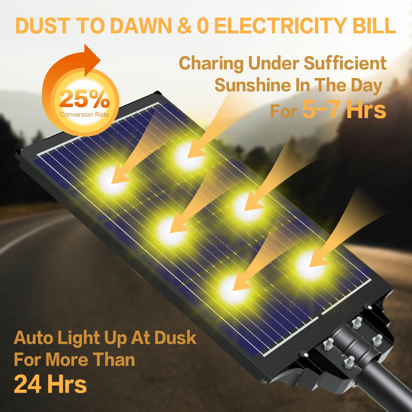 Deepn Solar Street Lights - 3200W, 300000 Lumens, Dusk to Dawn, Motion Sensor, IP66 Waterproof, Black, 2 Pack