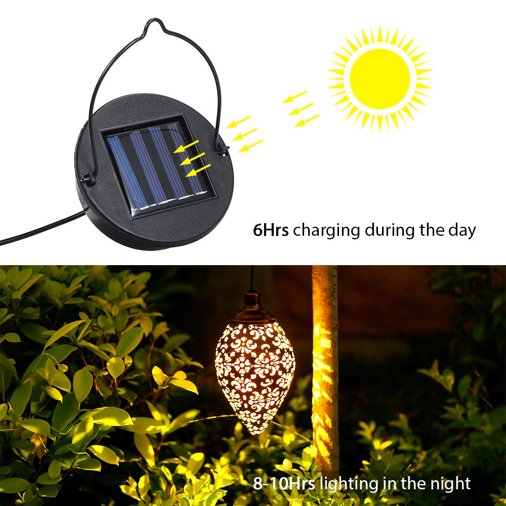 Tomshine Solar Lanterns - Waterproof Metal Garden Lights, Brown, 2 Pack, Model Lt058-2, Outdoor Hanging Decor