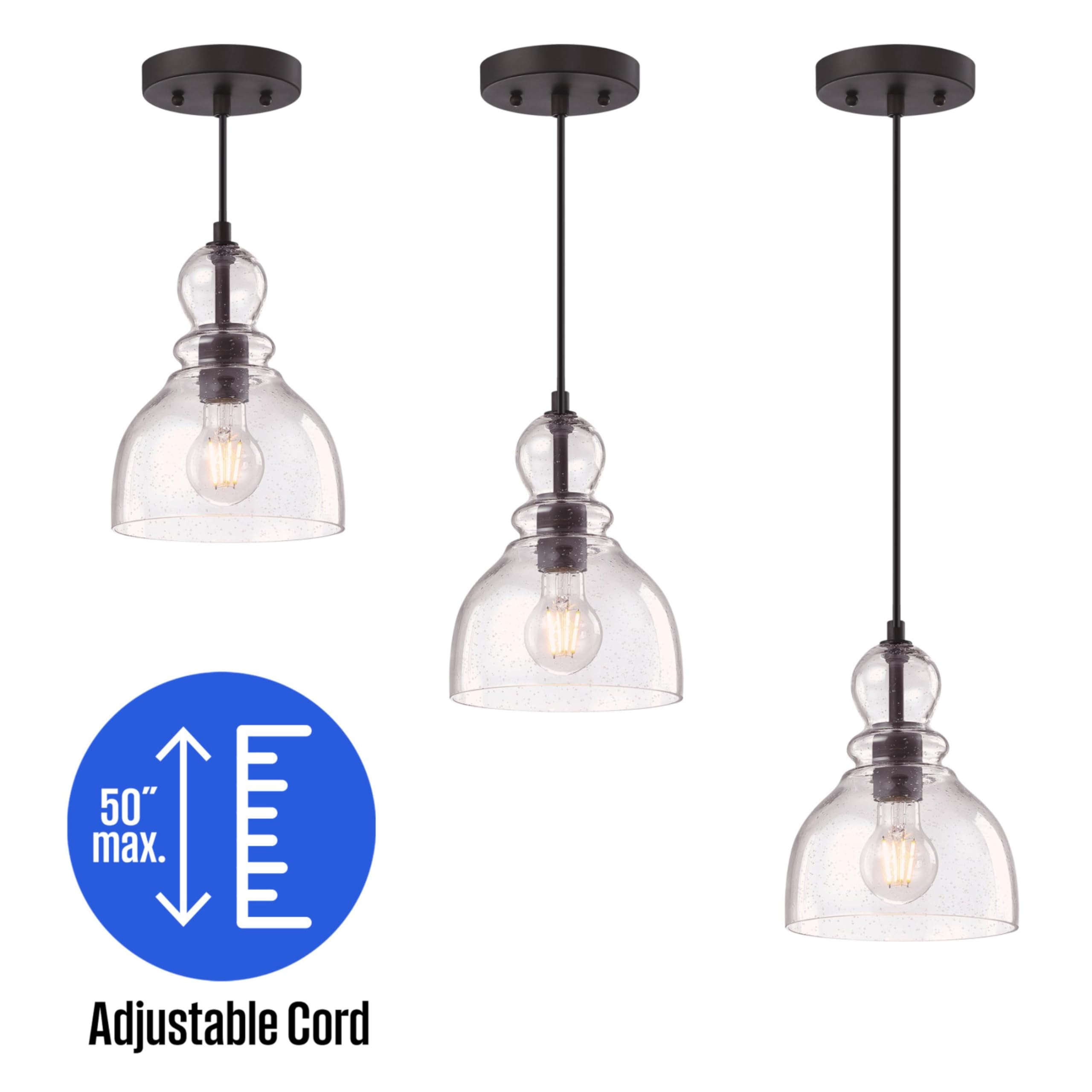 Westinghouse Lighting 6135800 One-Light Indoor Mini Pendant Light, Ceiling Light Fixture, Oil Rubbed Bronze Finish With Clear Se