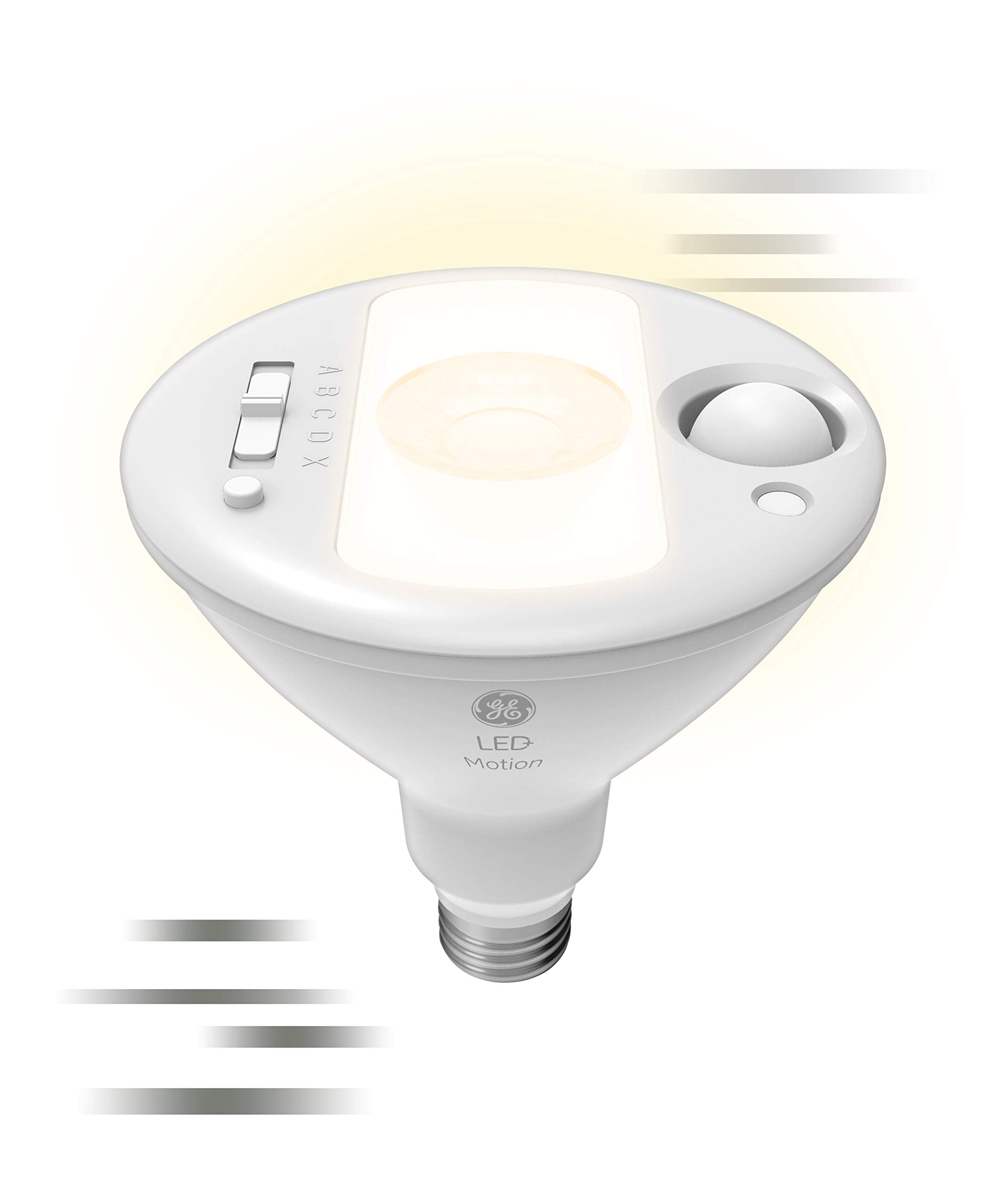 GE LED+ Motion Sensor PAR38 Outdoor Floodlights, Warm White, 3 Pack, Plastic