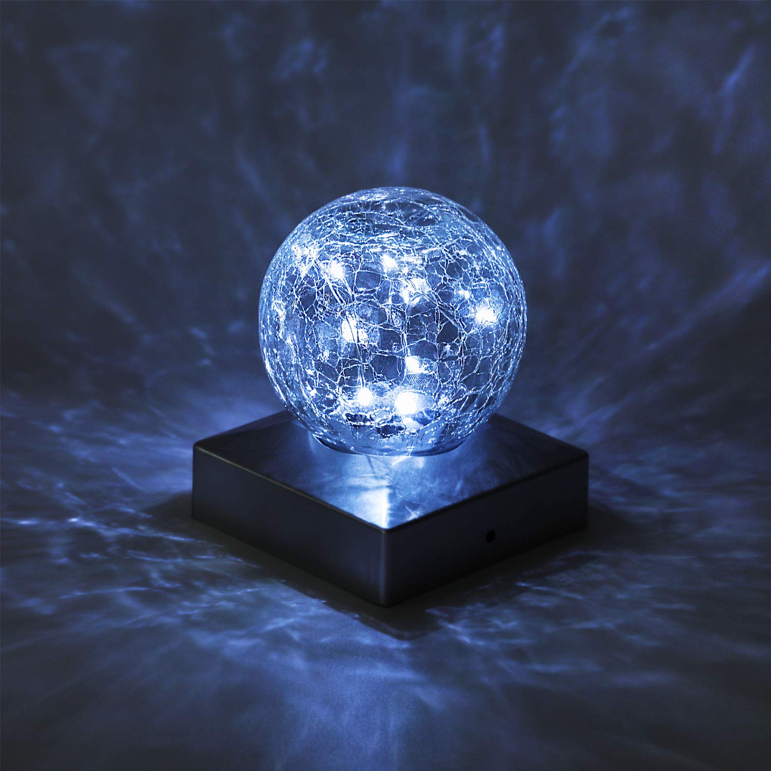 SUNNYPARK Solar Post Lights - Outdoor LED Gazing Ball Caps - 4 Pack - Cool White - Fits 4x4 Posts - Glass Material