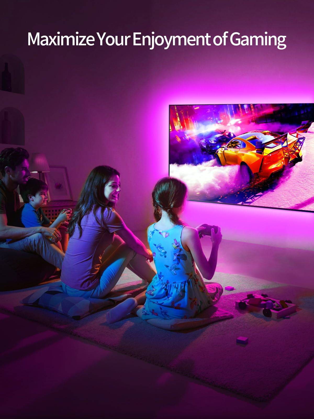 KANTUTOE LED Backlight Strip for 32-45" TVs, 9.84ft RGB Lights with Remote & Music Sync, USB Powered, Multicolor SSG-104