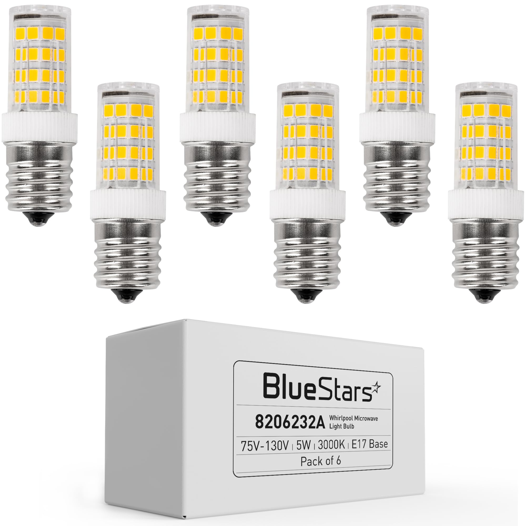 Bluestars Premium 8206232A Dimmable Led Light Bulb 5W Equal To 40W 75V-130V - 3000K Warm White E17 Intermediate Base 400 Lumens 