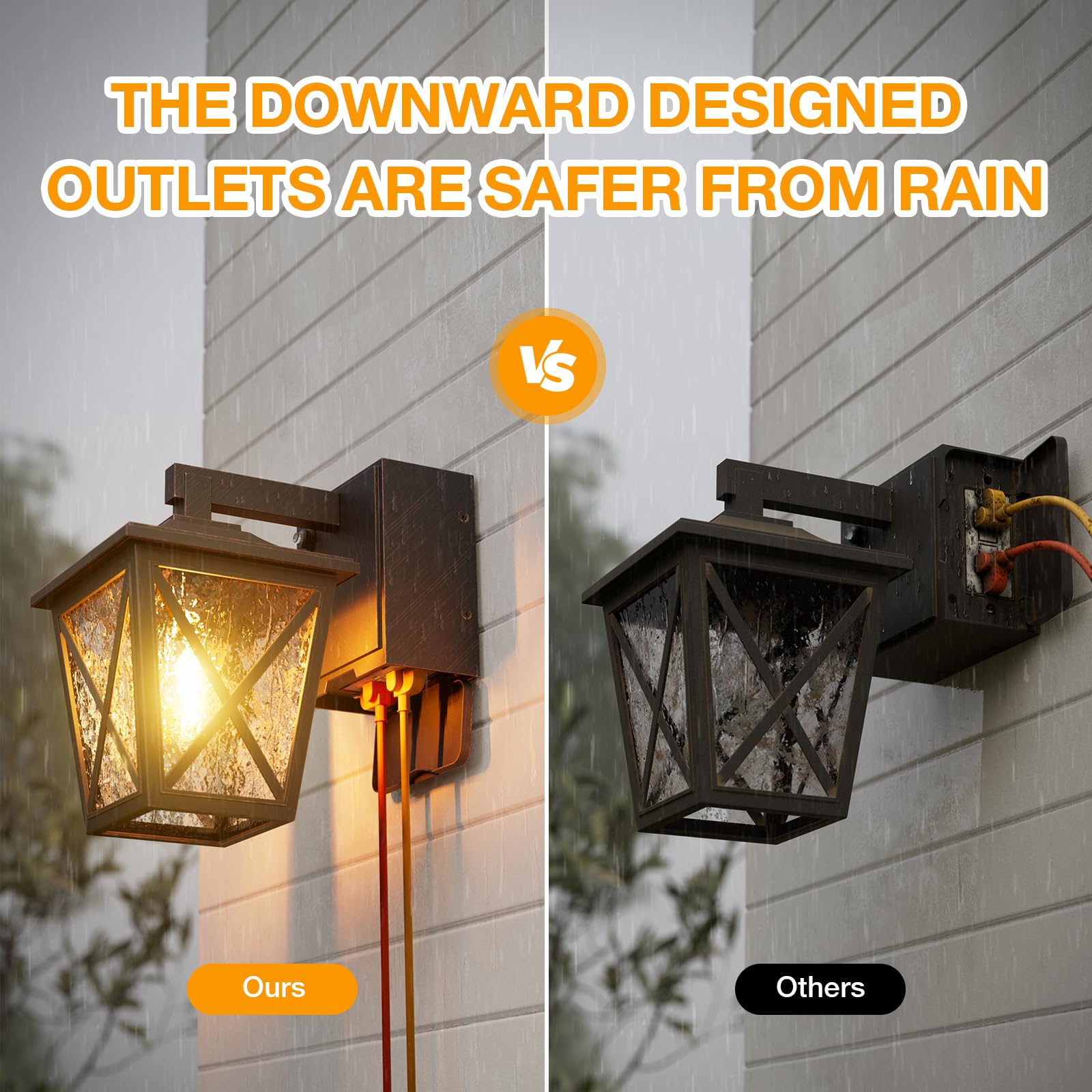 Ehaho Porch Lights with Outlet, Dusk to Dawn Waterproof Lantern, Bronze, 1-PC, Model EH-BD03-LS-1-BR-W