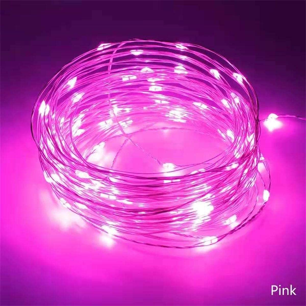 Everfit Lighting 2 Pack Pink Battery Operated Mini Fairy Lights With Timer, 50 Leds, 18Ft