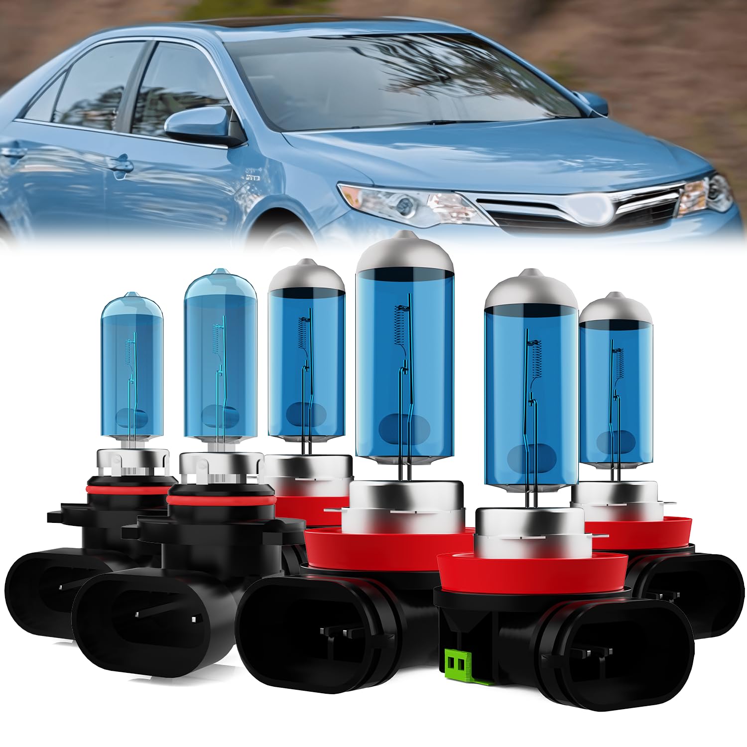 LECCIBUB Light Bulbs Compatible With Toyota Camry 2007-2014, 9005 High Beam + H11 Low Beam + H11 Fog Lights Halogen Light Bulb C