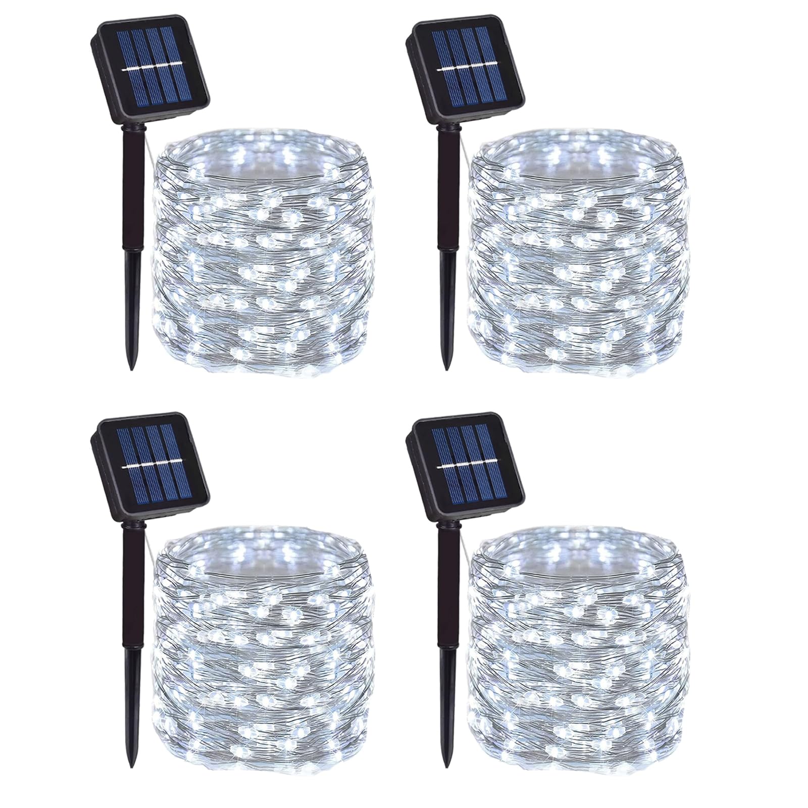 DAYLIGHTIR 4 Pack Solar Powered Copper Wire String Lights, 400LED, Waterproof, 8 Modes, White, Model 2