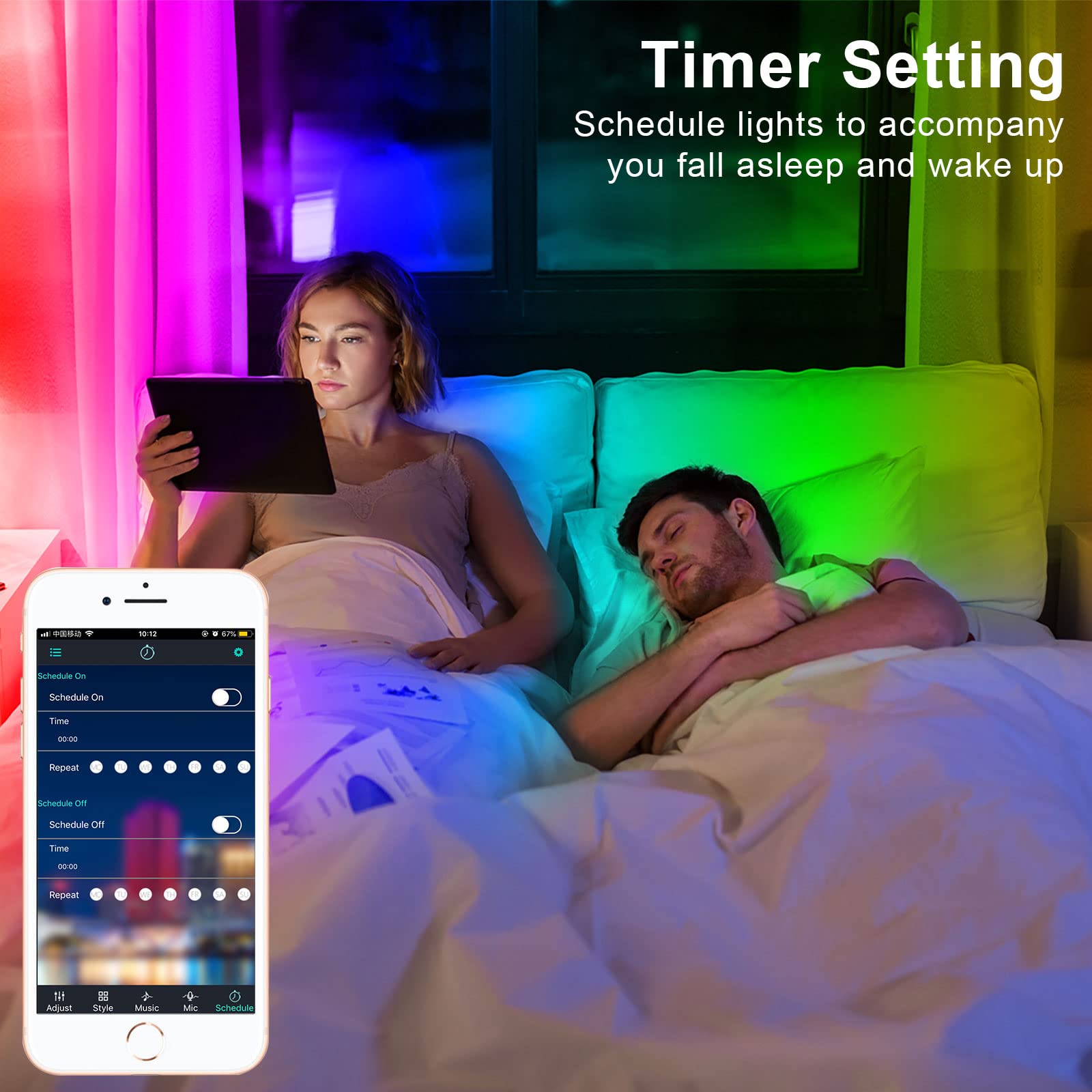 Led Strip Lights 100Ft, Smart Light Lights With Bluetooth And App Control,Multicolor Rgb Led Light Strips,Music Sync Color Chang