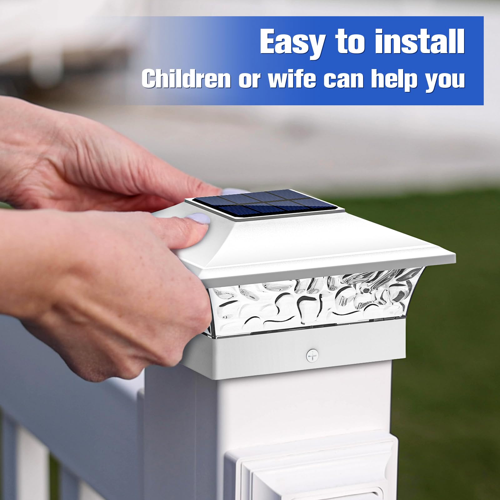 Volisun Solar Fence Post Cap Lights - 4X4/6X6 Wooden/Vinyl, Warm White, 2 Modes Deck Post Lights Solar, Waterproof Abs Shell Len