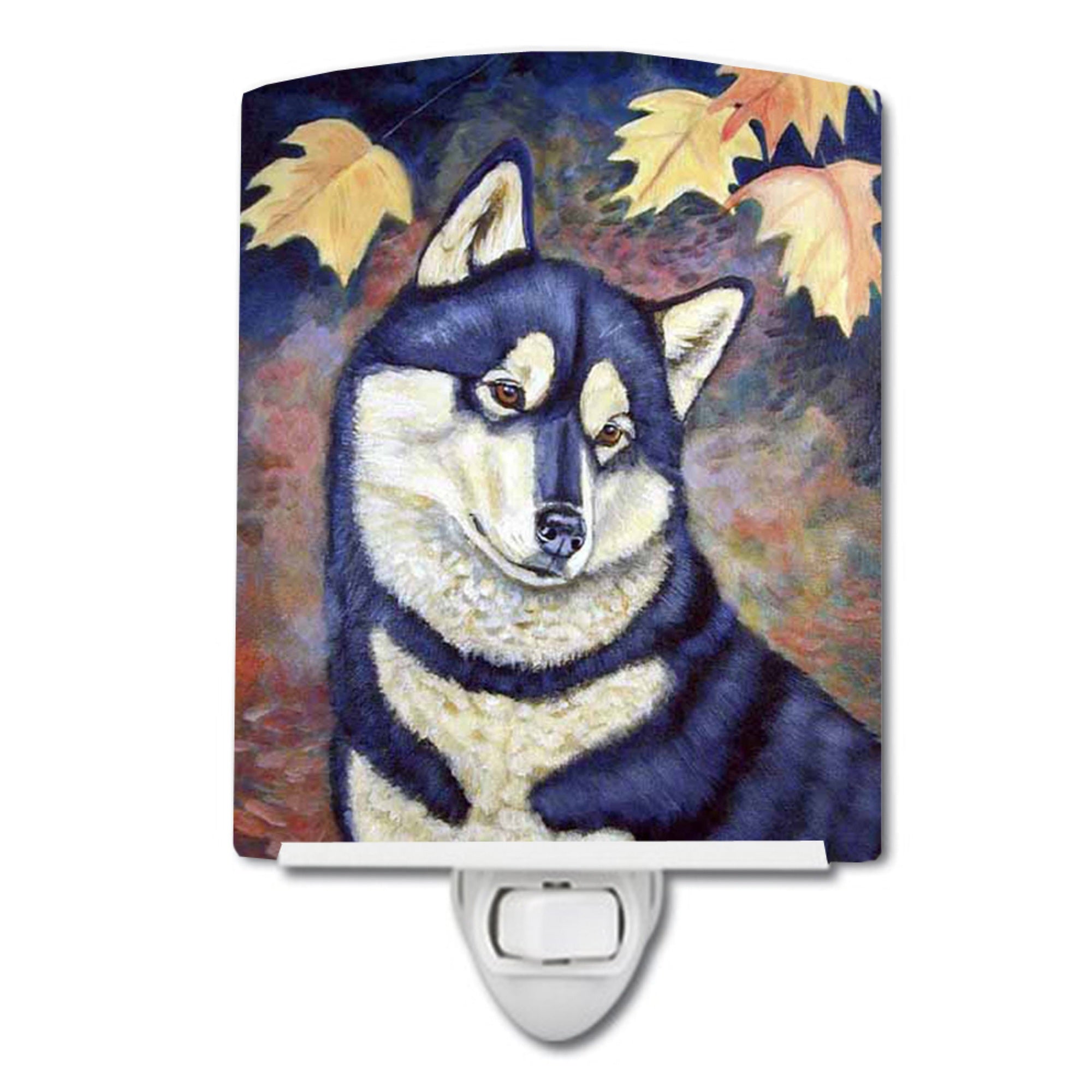  inchCarolines Treasures Fall Leaves Siberian Husky Ceramic Night Light, 6x4, Multicolor inch