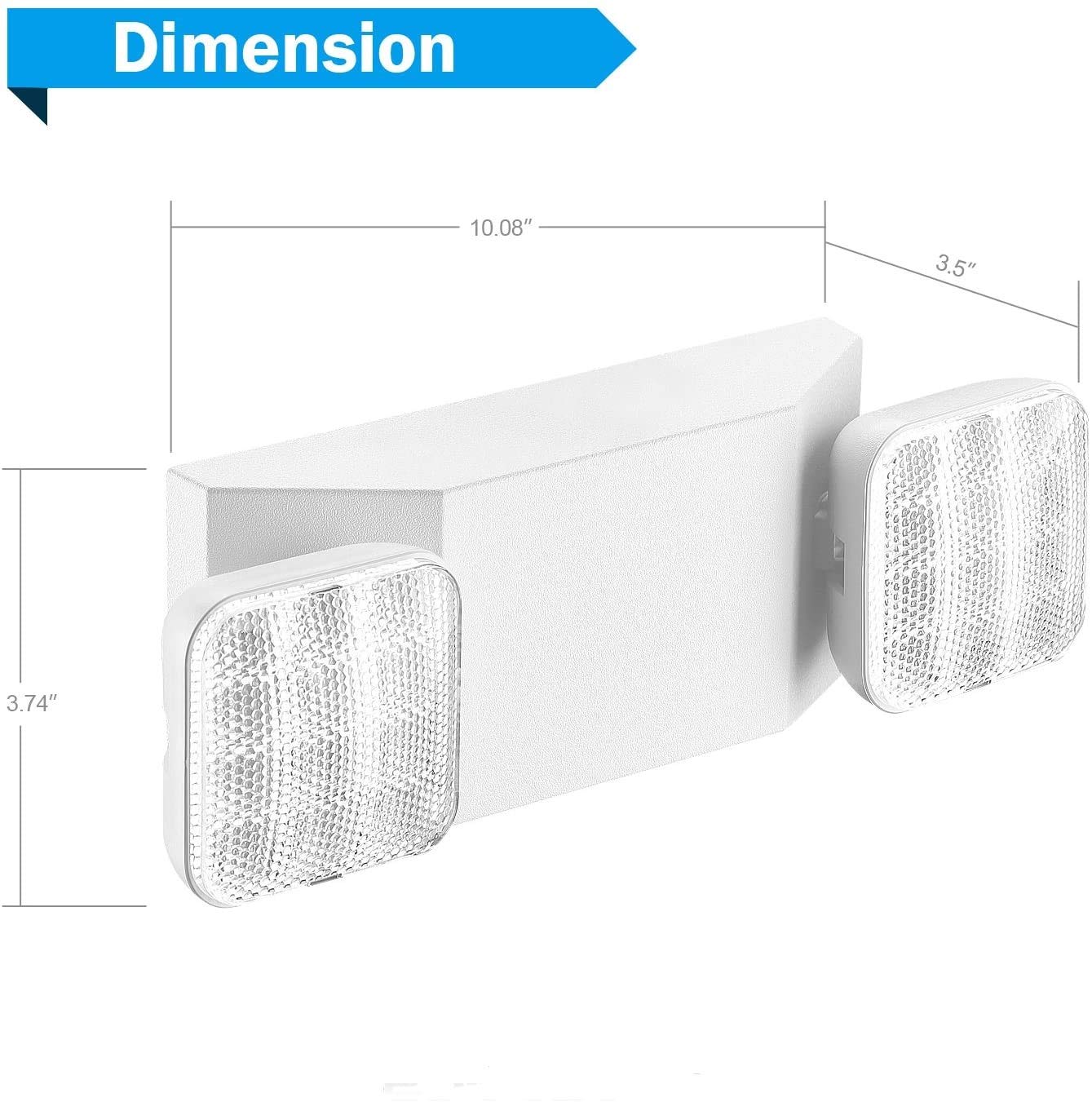 Exitlux 2 Packs Emergency Light With Two Square Led Heads&Battery Powered Emergency Lights-Emergency Exit Light-120/277Vac Comme