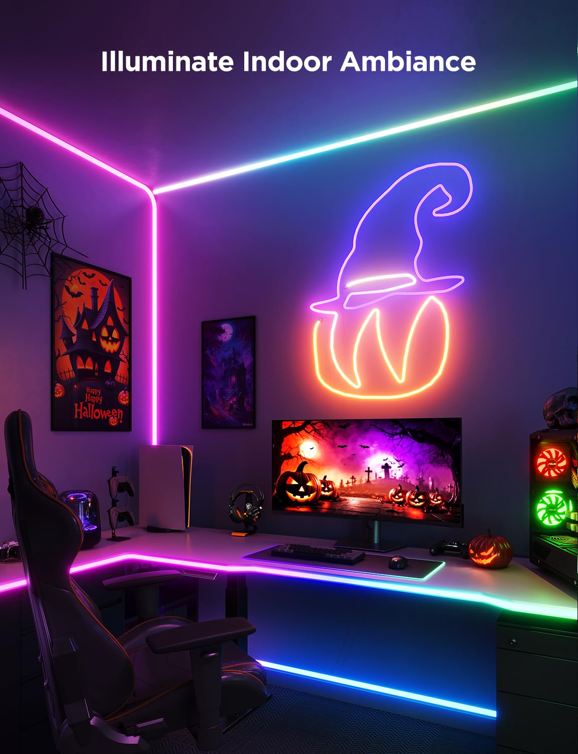 Govee RGBIC Neon Lights, LED Smart Neon Rope Light 32.8ft, White, Works with Matter, Alexa & Google Assistant