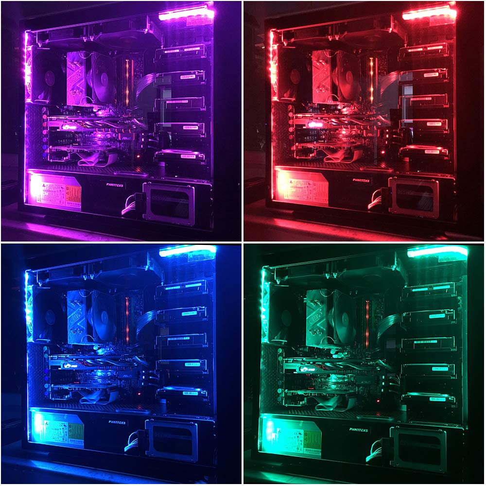 Speclux RGB LED Strip Lights - 3pcs 5050 Magnetic PC Strips, 54 LEDs, 4-Pin 12V Compatibility, Perfect for Asus Aura & MSI Mystic Light
