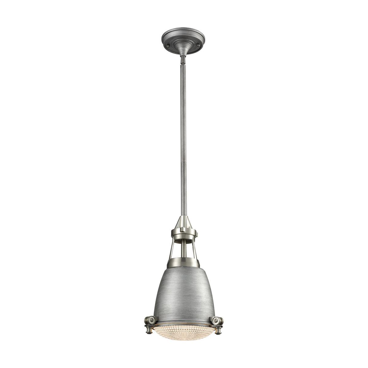 Elk Home Sylvester 9&quot; Wide Satin Nickel Mini Pendant Light, 1-Light Gray Metal Fixture