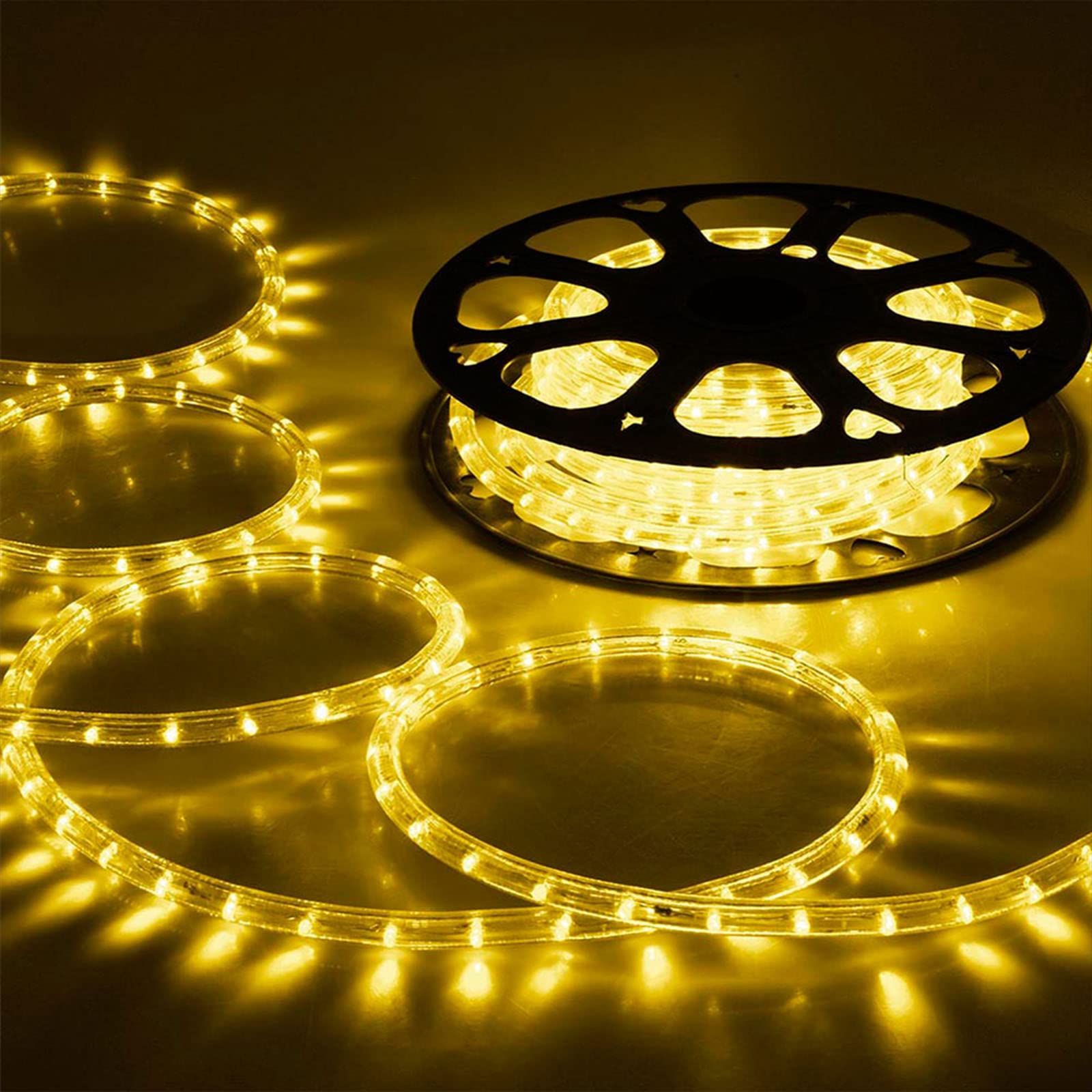Jnaurb 200ft LED Rope Lights - Waterproof Warm White Flexible Tube Lights with 8 Modes for Outdoor & Indoor Decoration
