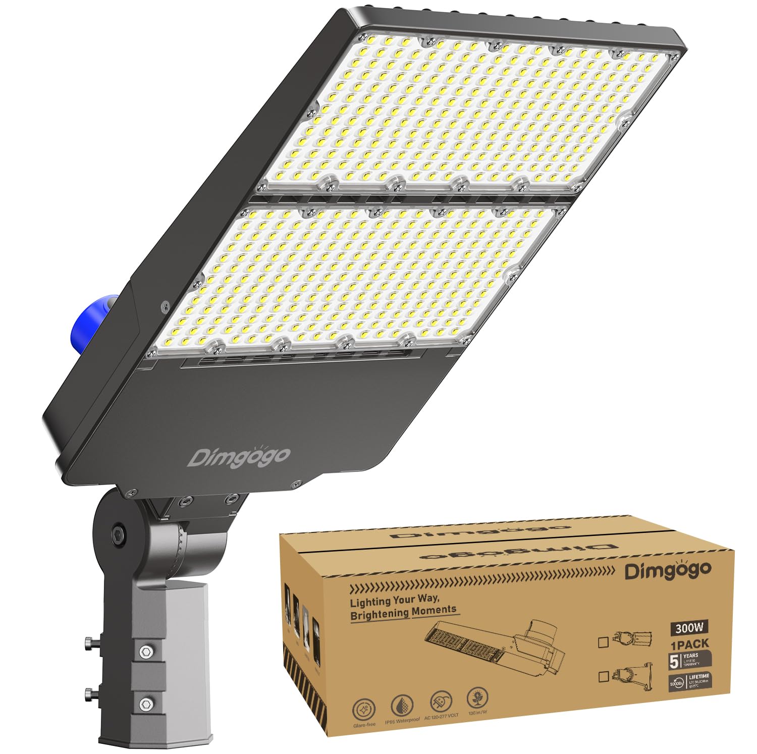 Dimgogo LED Parking Lot Light - 300W Street Lights Dusk to Dawn Outdoor Lighting Commercial with Photocell, 6500K Light Outdoor 