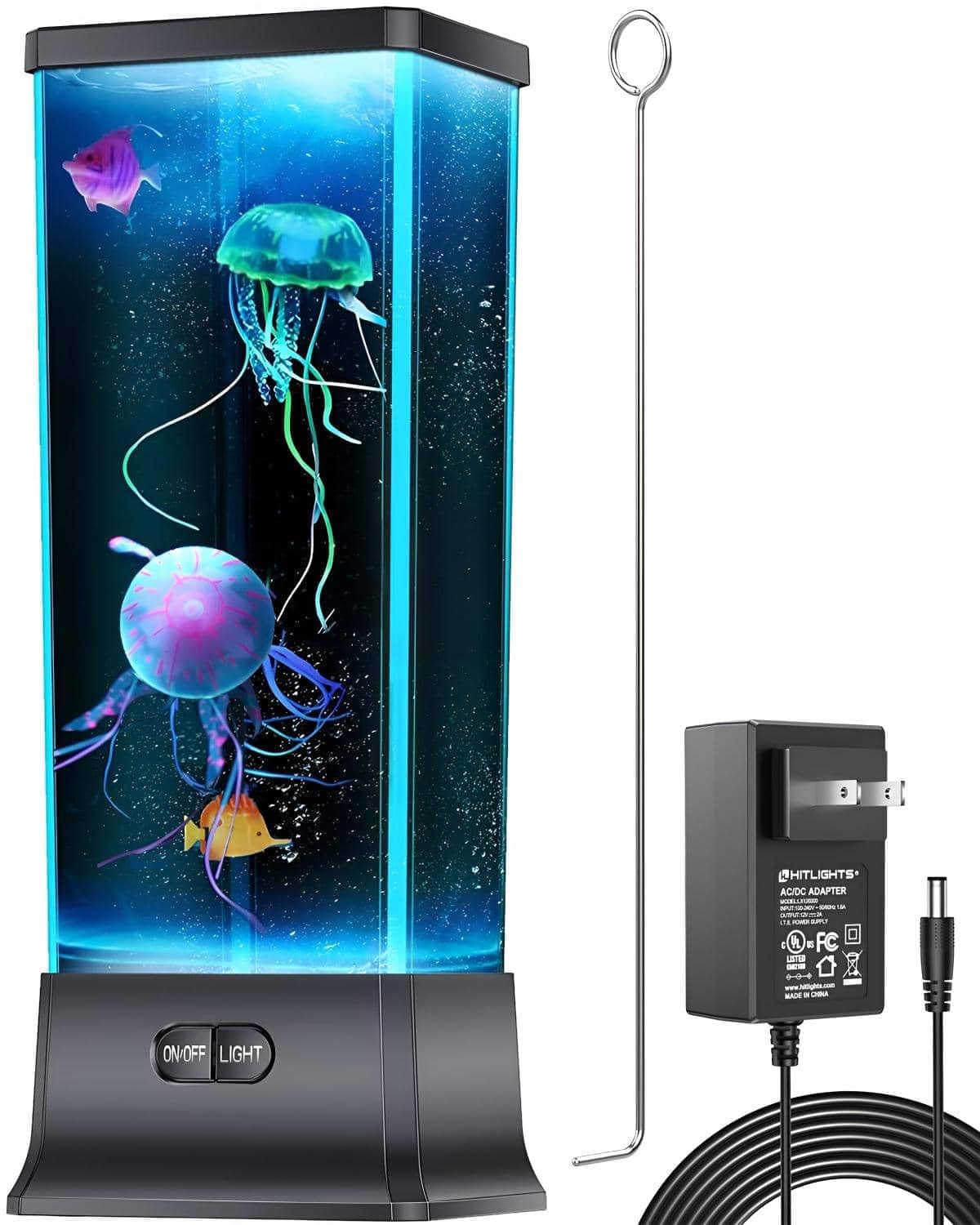 CALOVER Jellyfish Lamp Night Light, Medium, Black, Plastic, Model GSL-001 for Home Office Bedroom Decor
