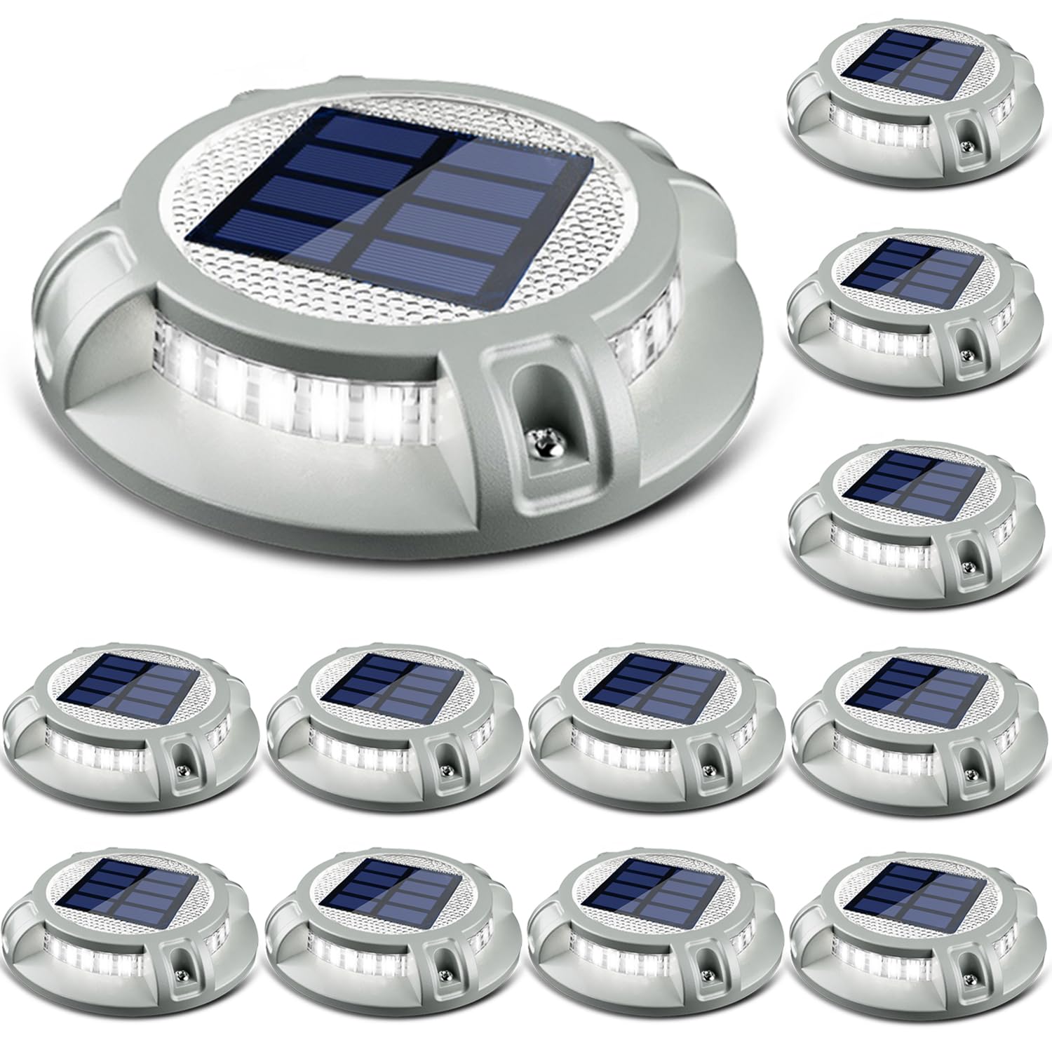 SIEDiNLAR Solar Driveway Lights Outdoor 4 Modes 40 LEDs Dock Driveway Markers Deck Light Waterproof for Step Ground Walkway Path