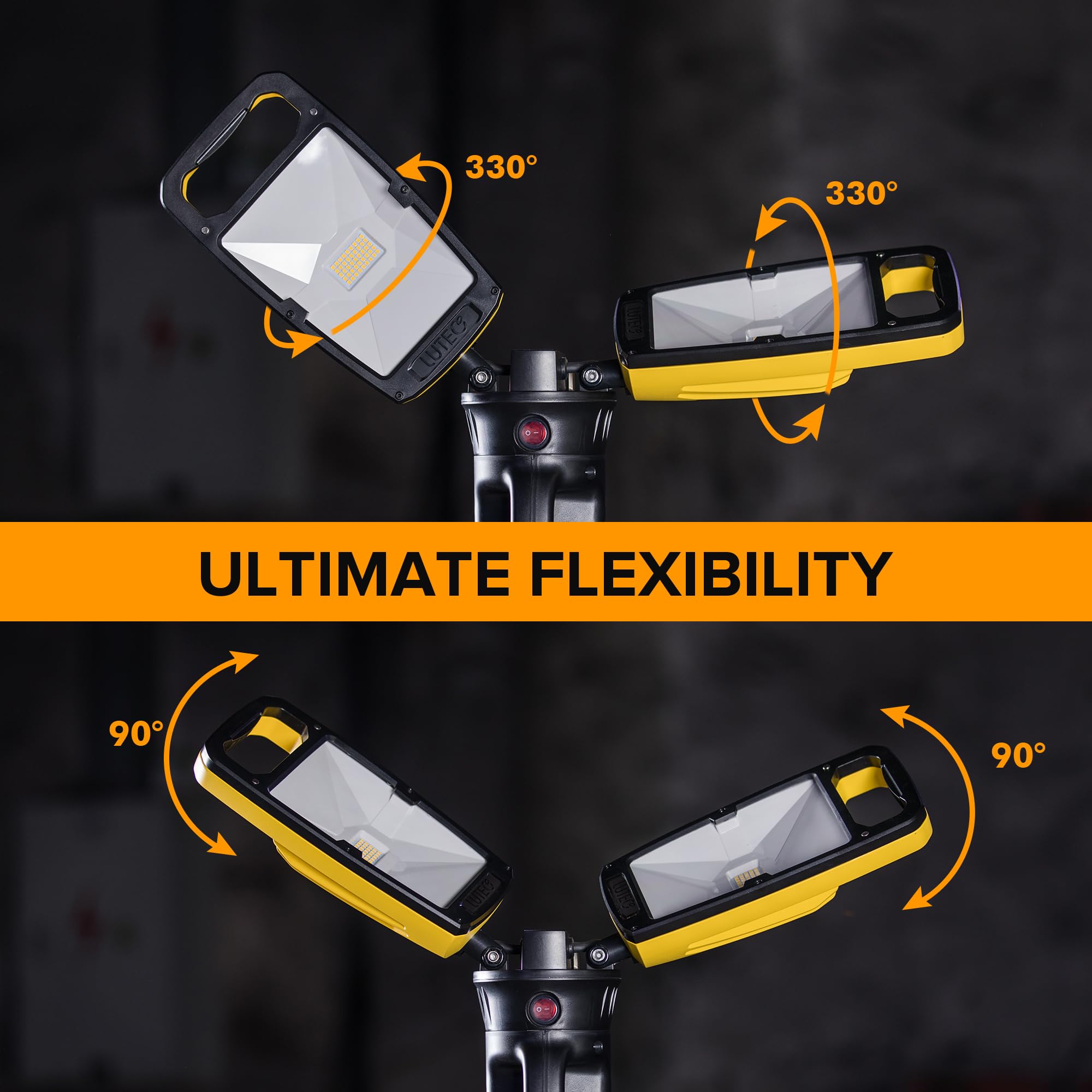 Lutec Work Light With Stand, 10000 Lumen Dual-Head Led Work Light With Telescoping Tripod, Portable Corded Led Job Site Lighting